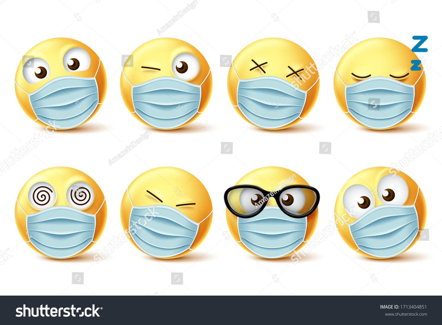 Emojis Face Mask Vector Emoticon Set: Vector có sẵn (miễn phí bản quyền