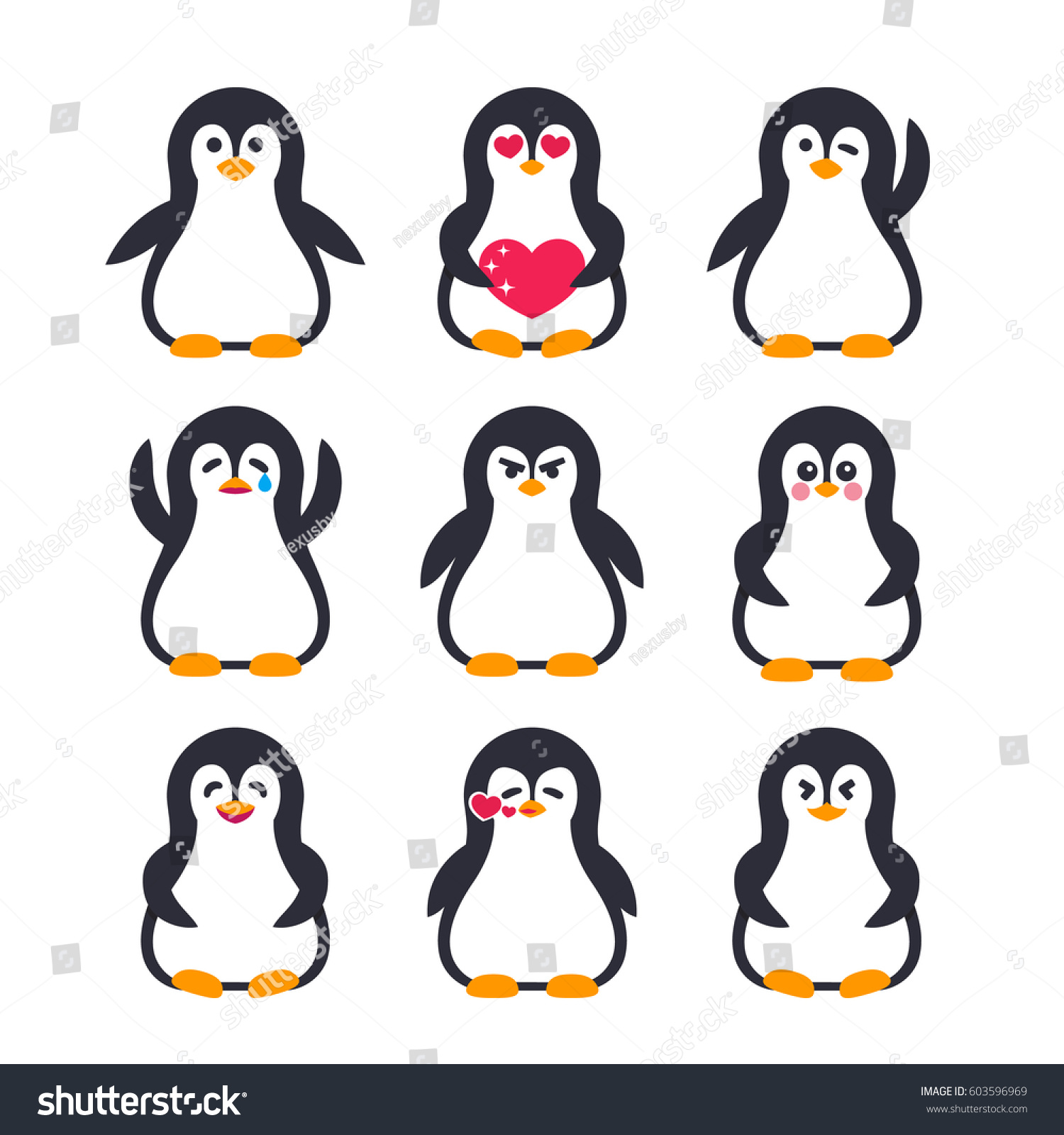 Emojis Set Pinguin Character Stock Vector (Royalty Free) 603596969