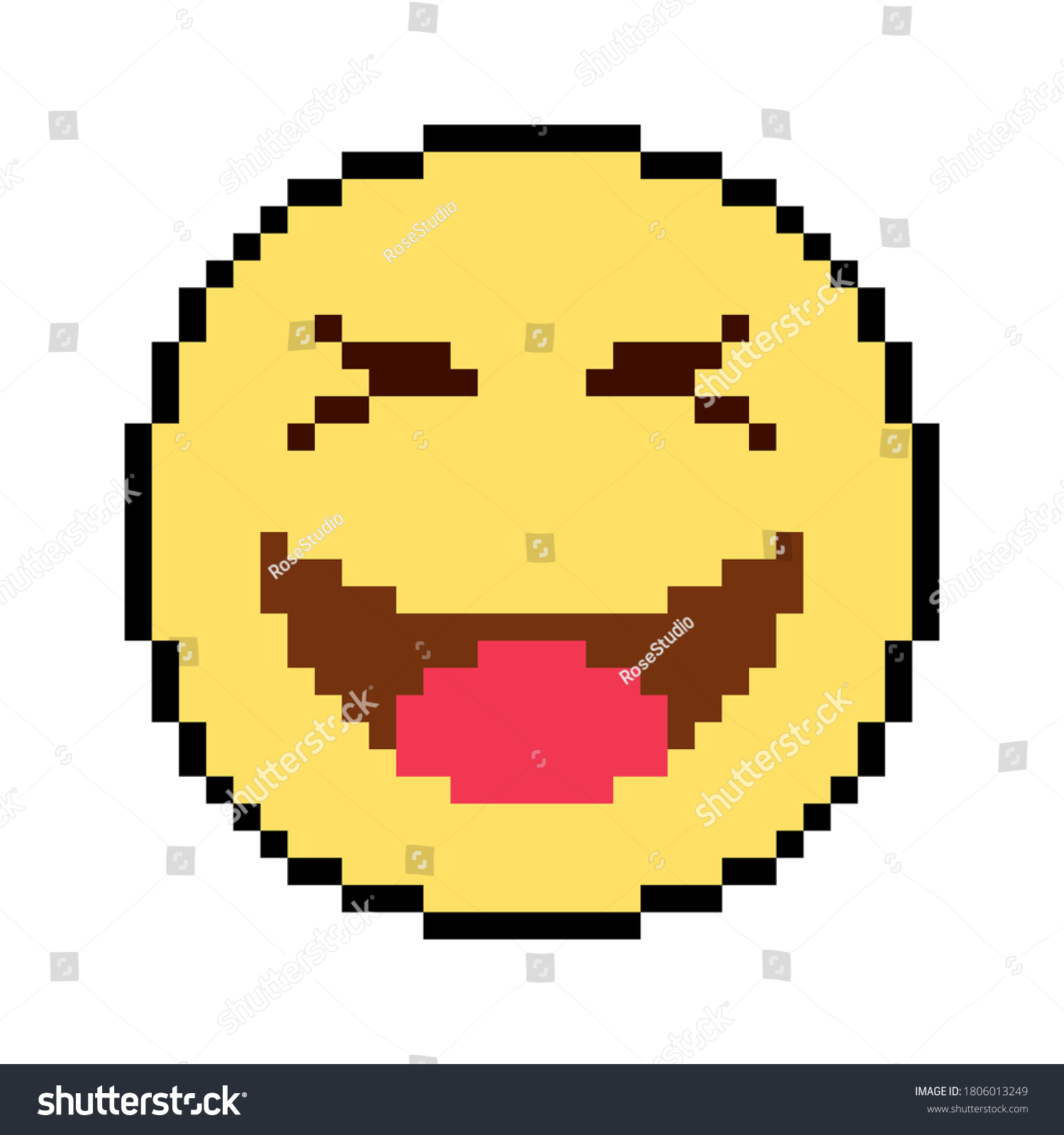 Emoticon Emoji Smile Pixel Art Design Stock Vector (Royalty Free ...