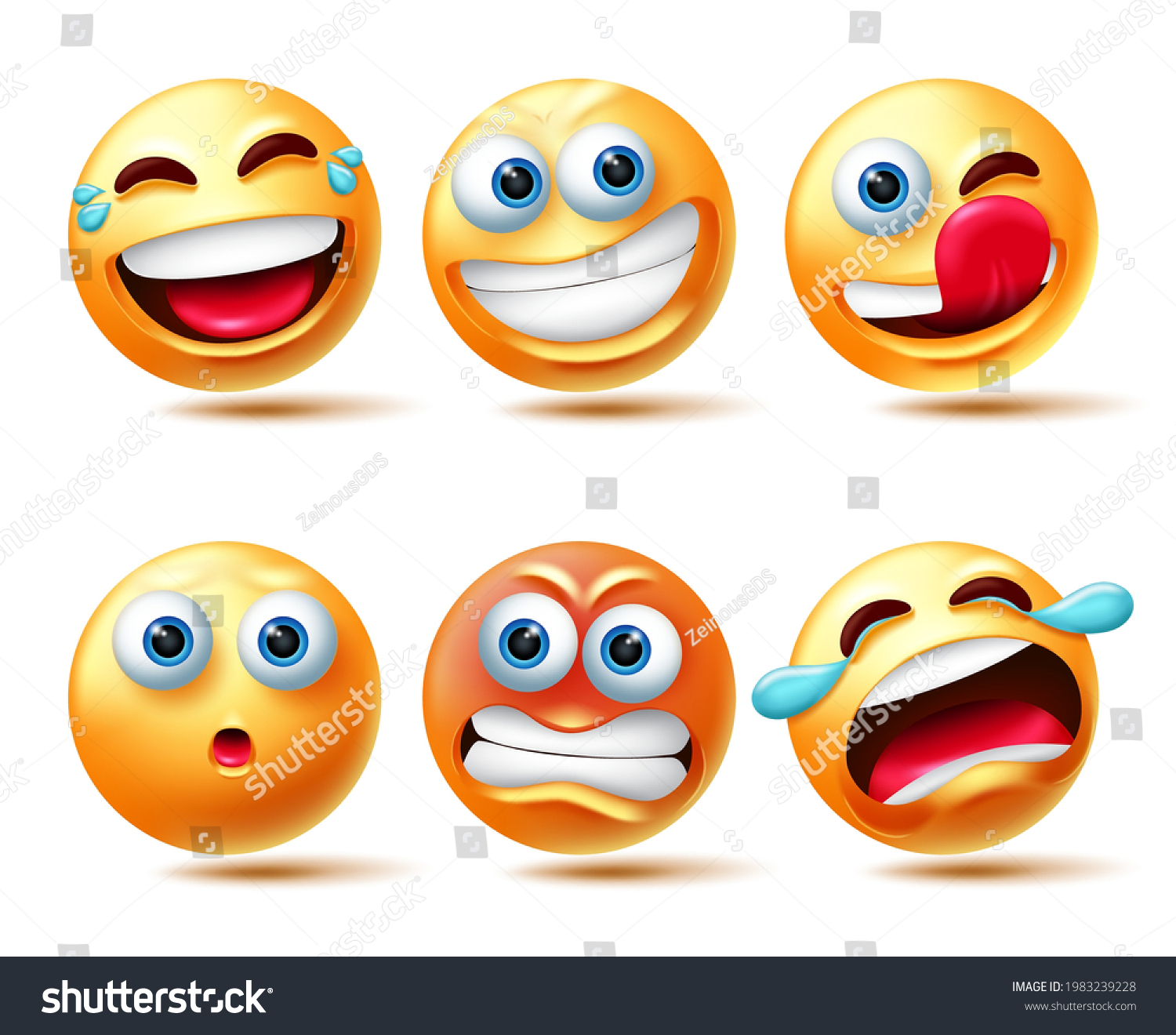 Emoticon Character Vector Set Emojis 3d Stock Vektor Royaltyfri 1983239228 Shutterstock 3436