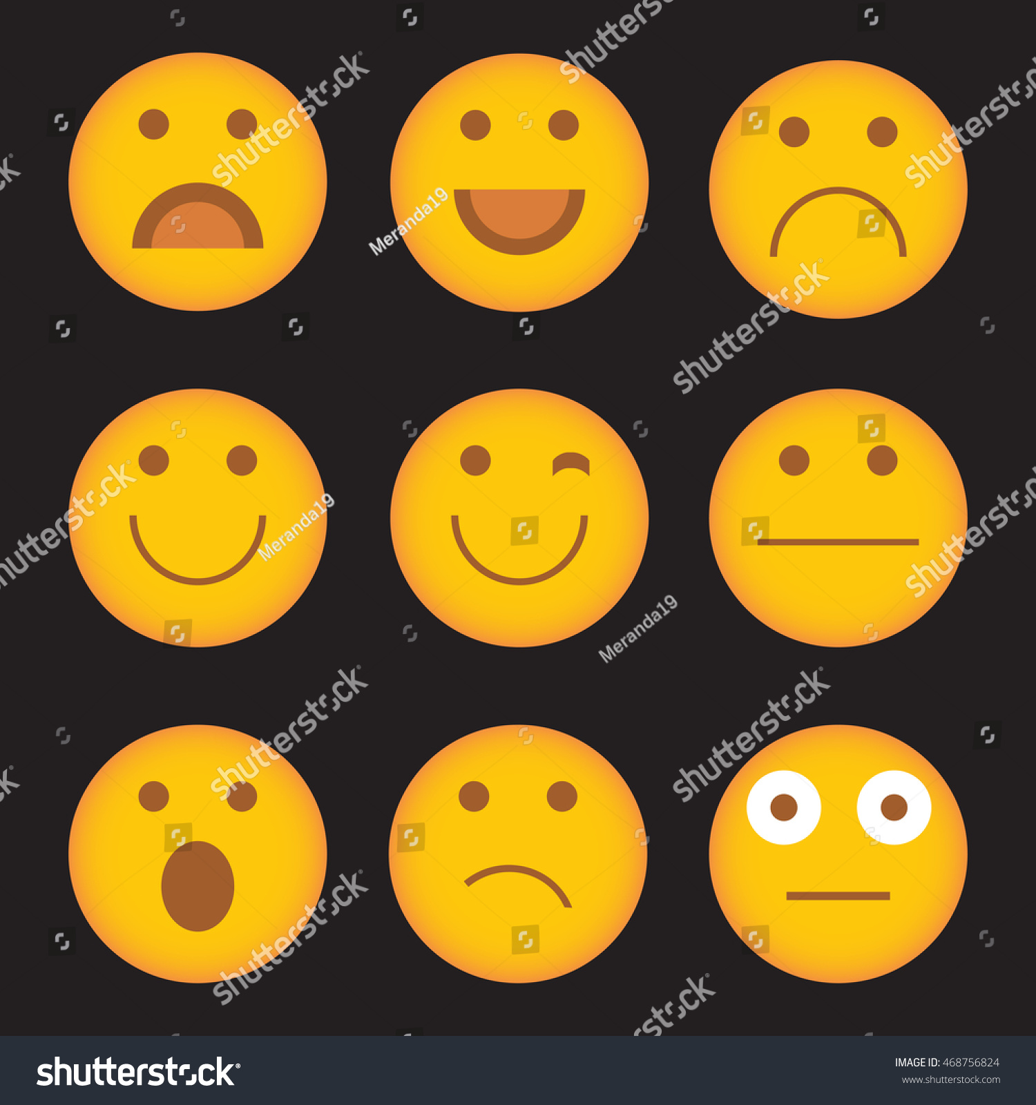 Emoticon Emoji Set Stock Vector Royalty Free 468756824 Shutterstock 7654