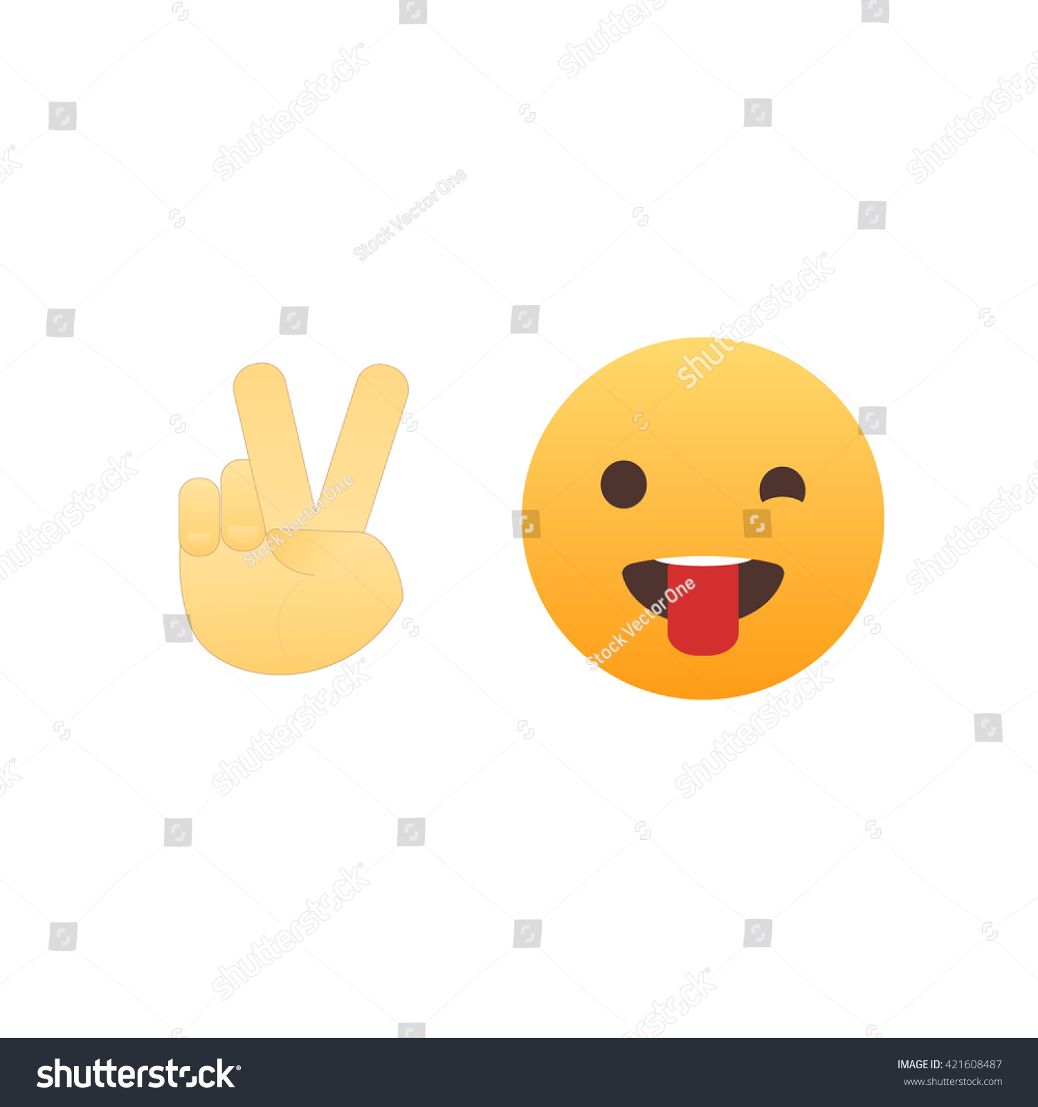 Emoticon Face Hand Icon Meaning Victory Stock Vector Royalty Free Shutterstock