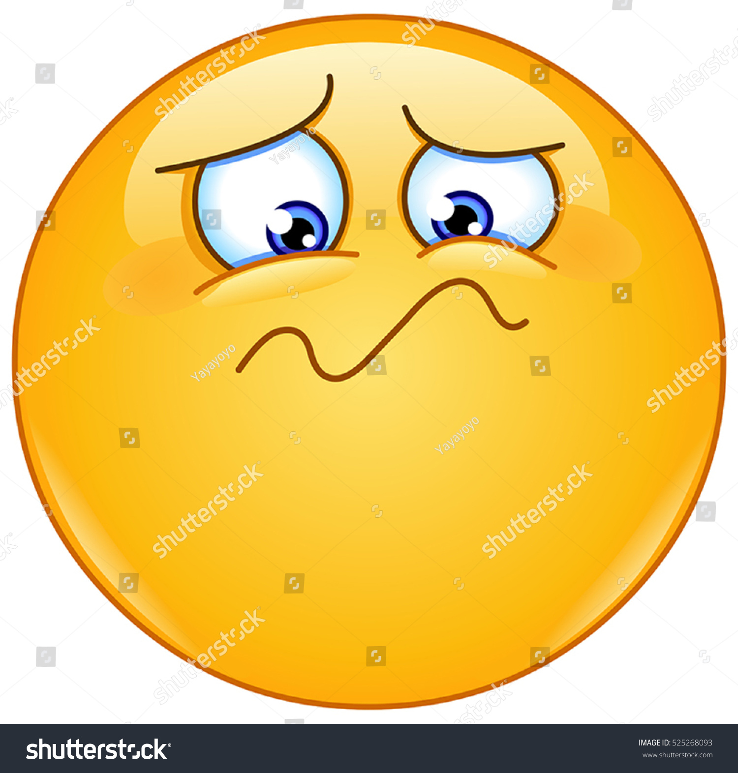 Emoticon Feeling Unwell Sad Shaken Horrified Stock Vector 525268093 