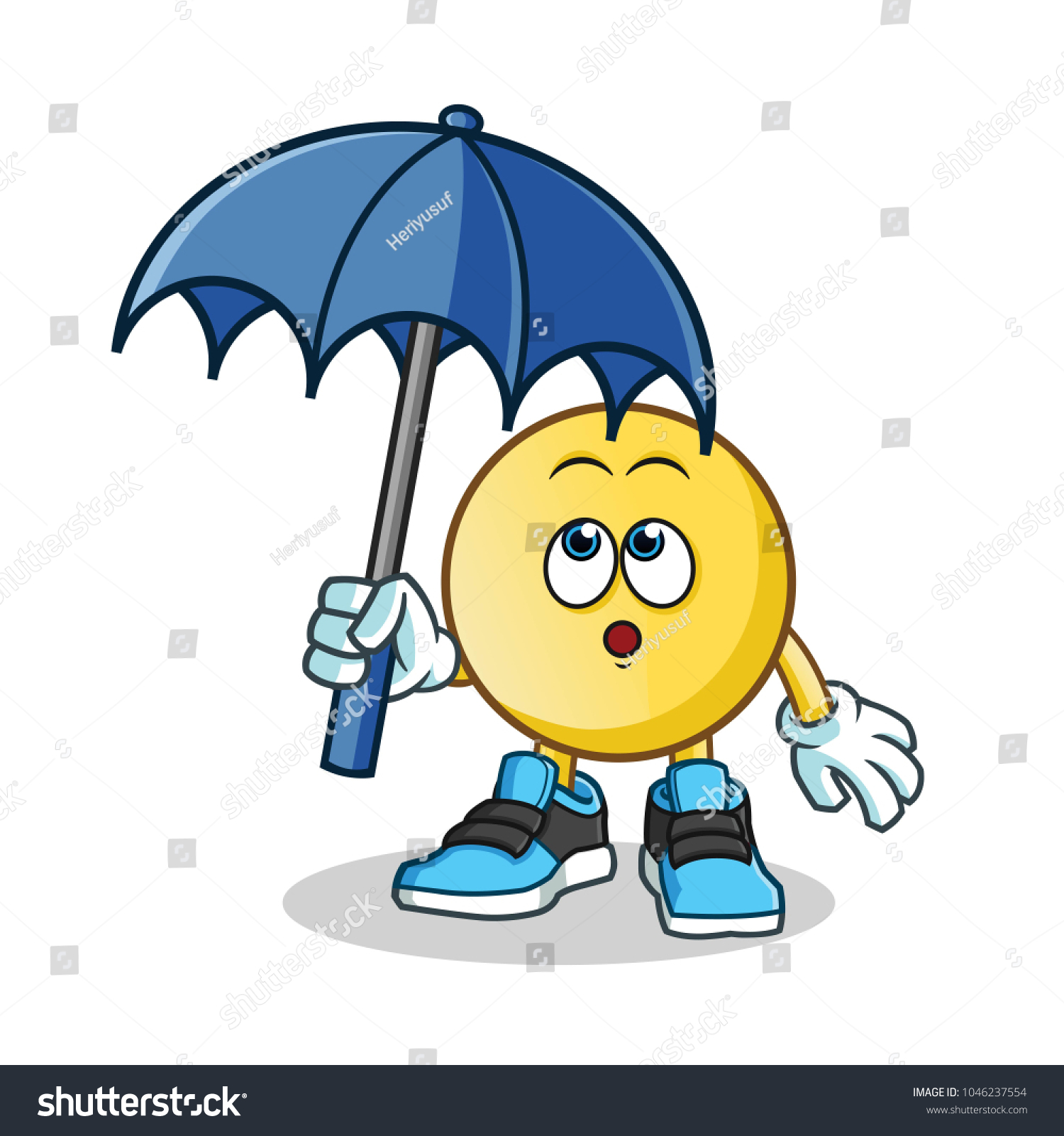 Emoticon Holding Umbrella Mascot Vector Cartoon Stock Vector (Royalty ...