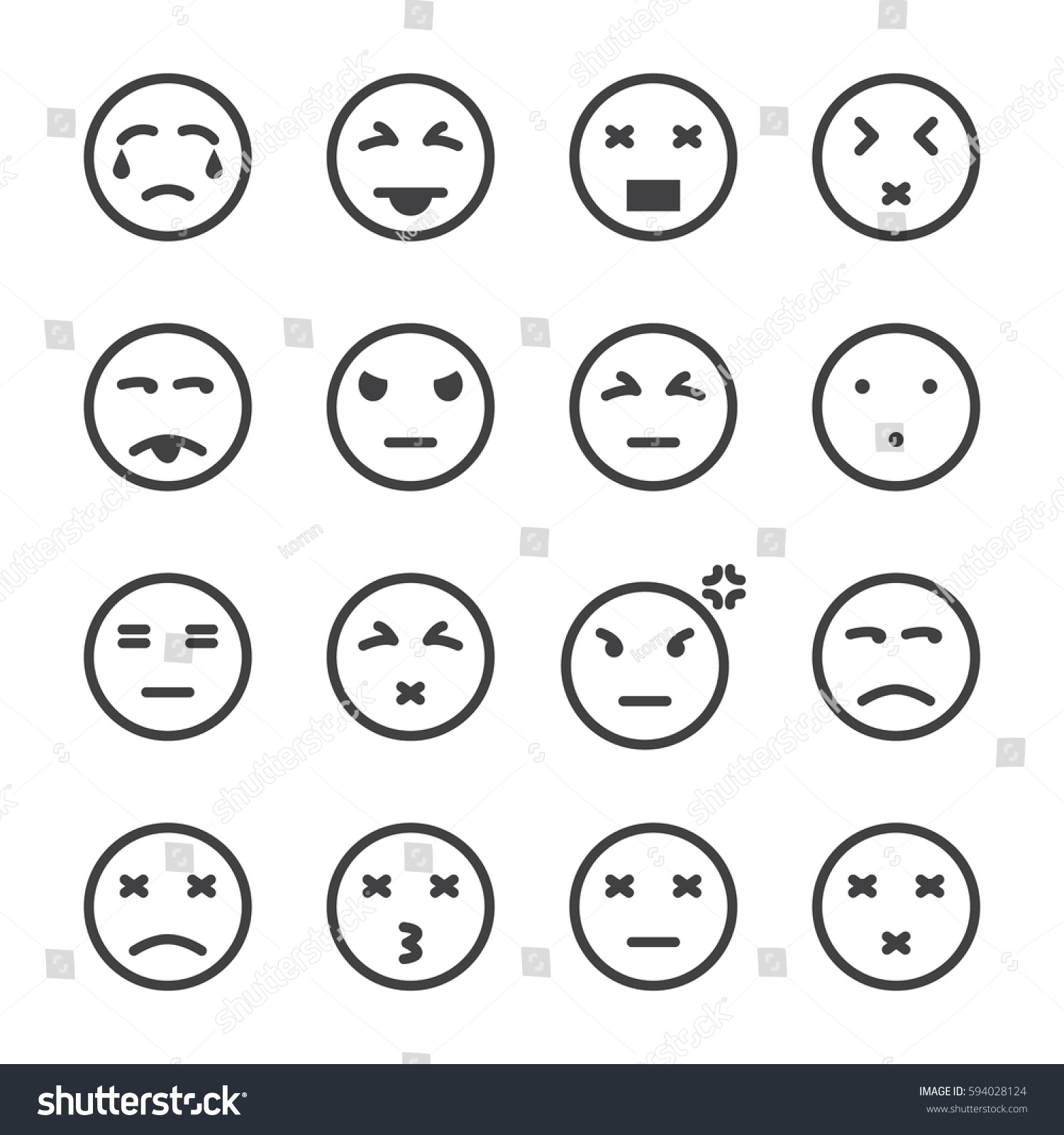 Emoticon Icon Vector Set Stock Vector 594028124 - Shutterstock