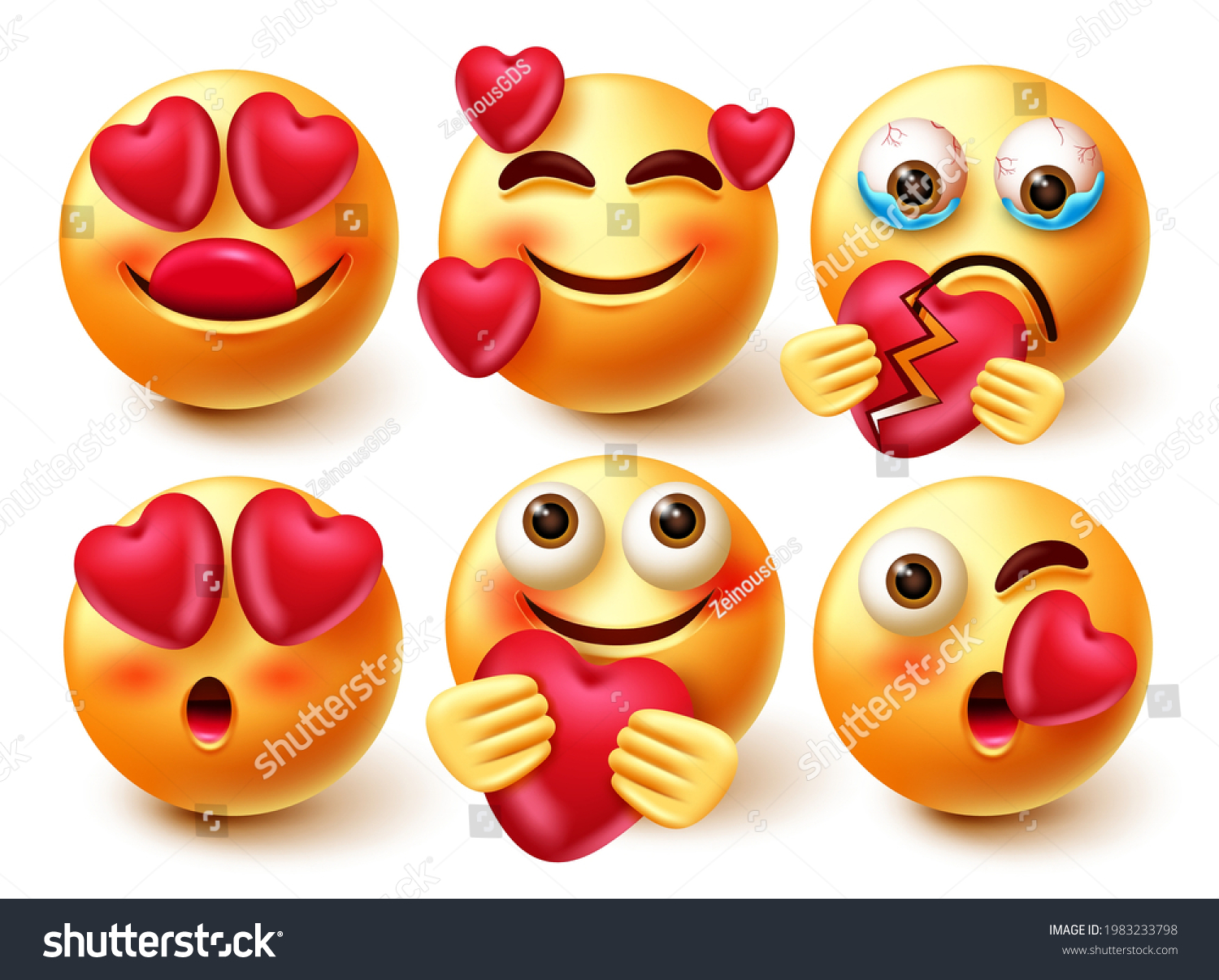 Emoticon Love Emoji Vector Set Emojis Stock Vector Royalty Free 1983233798 Shutterstock 1589