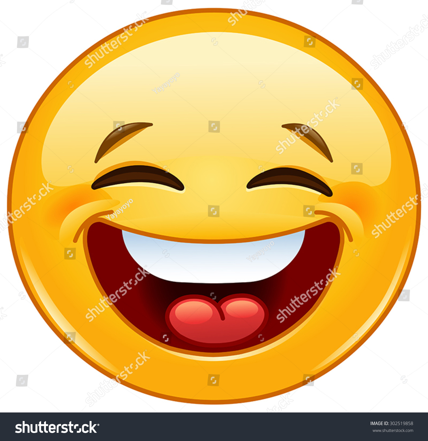 Emoticon Laughing With Closed Eyes Stock Vector Illustration 302519858 ...