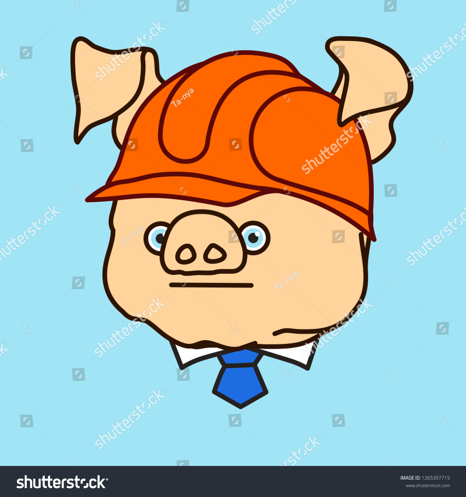 Emoticon Emoji Supervisor Fat Pig Wearing Stock Vector Royalty
