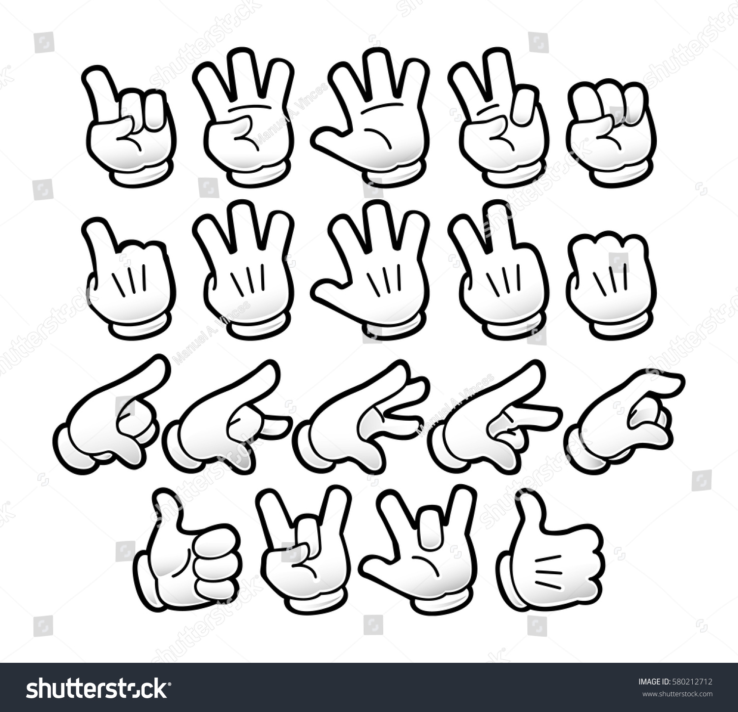 Emoticon Set Cartoon Gloved Hand Stock Vector 580212712 - Shutterstock