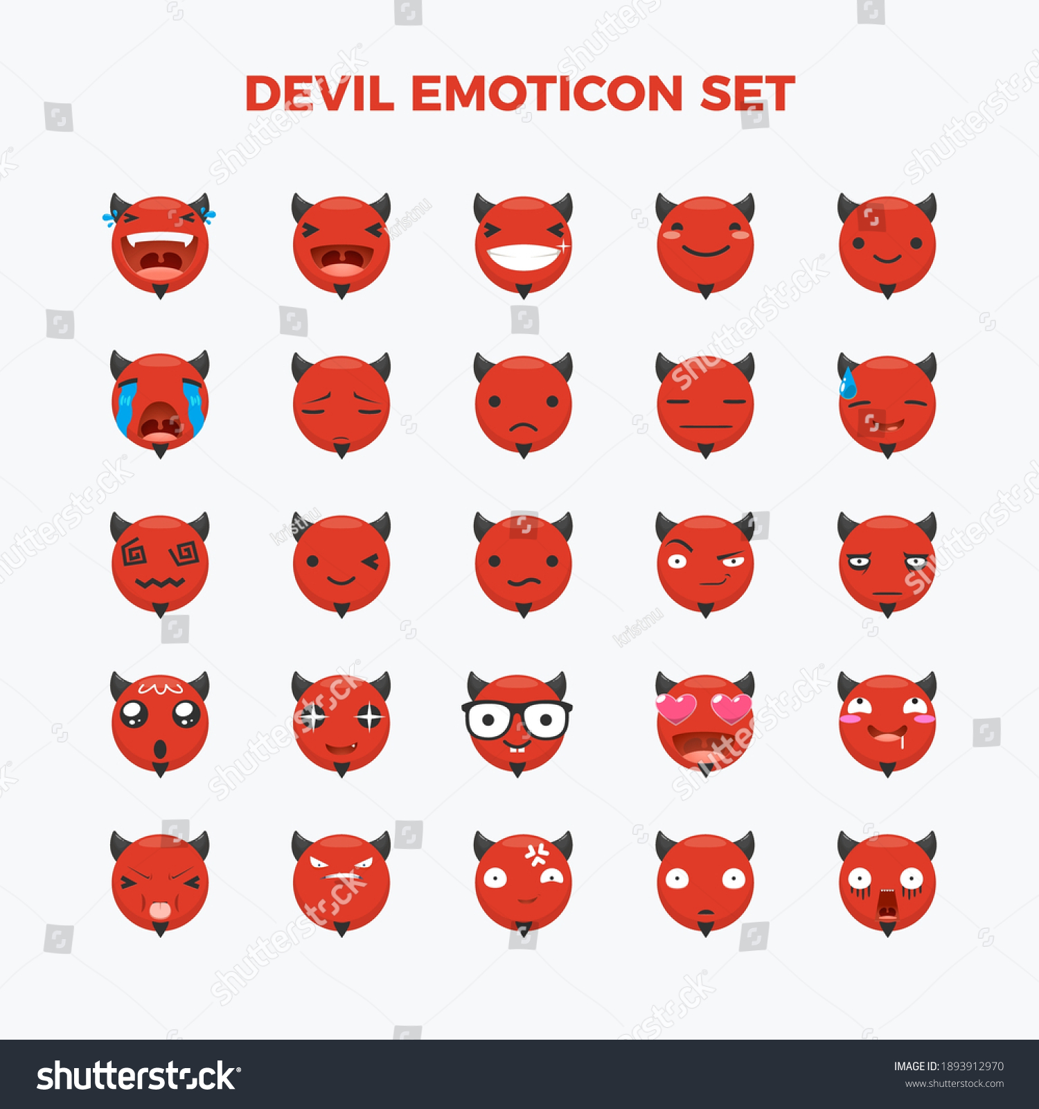 Emoticon Set Devil Isolated Vector Illustration Stock Vector (Royalty ...