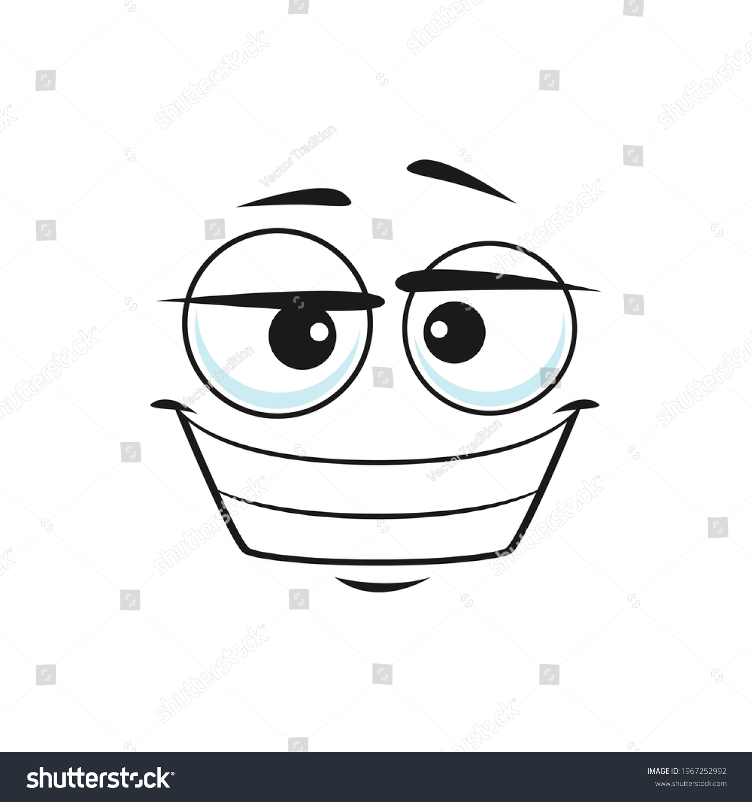 Emoticon Big Toothy Smile Isolated Linear Stock Vector (Royalty Free ...