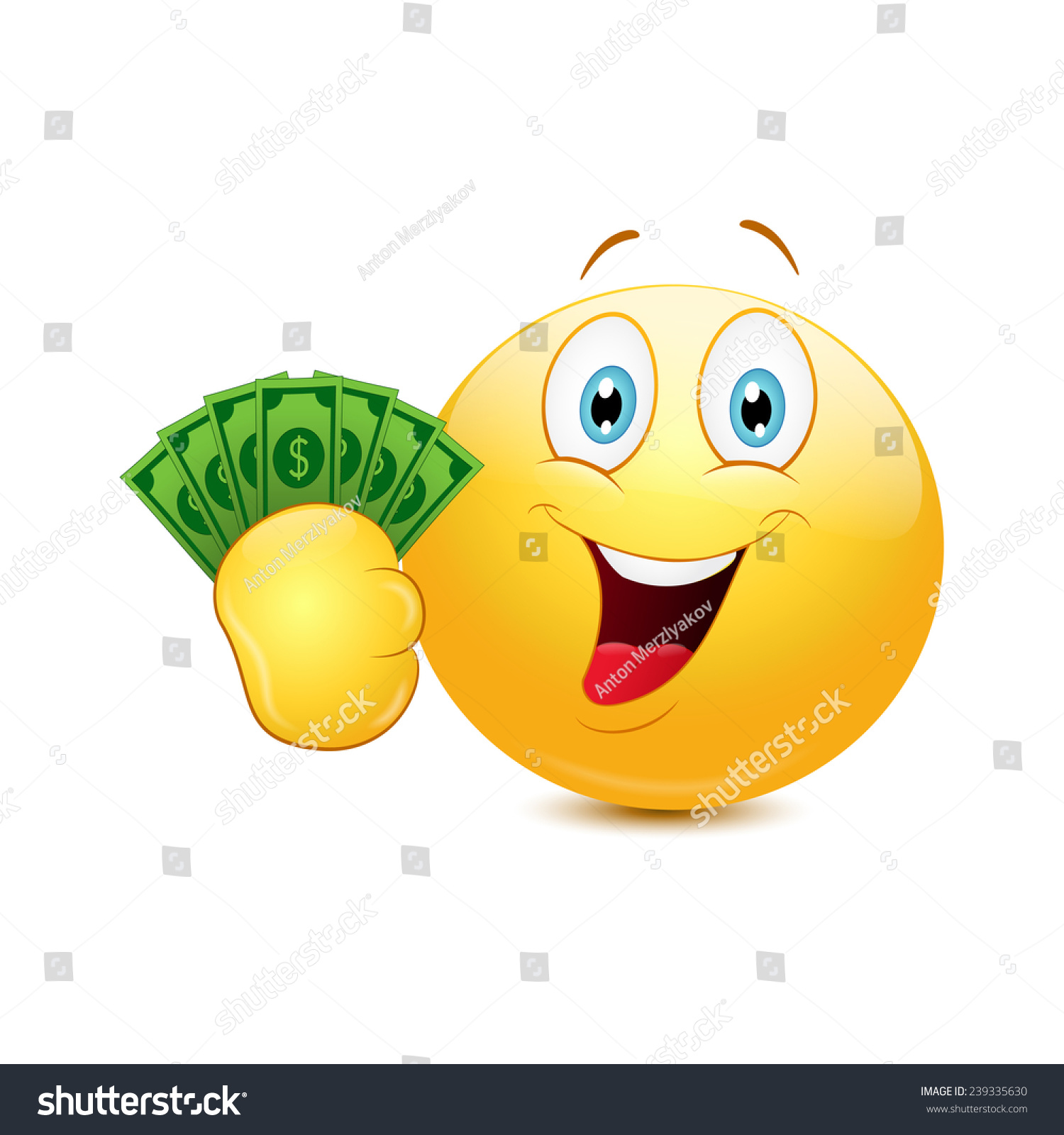 Emoticon Dollars On White Background Stock Vector (Royalty Free) 239335630