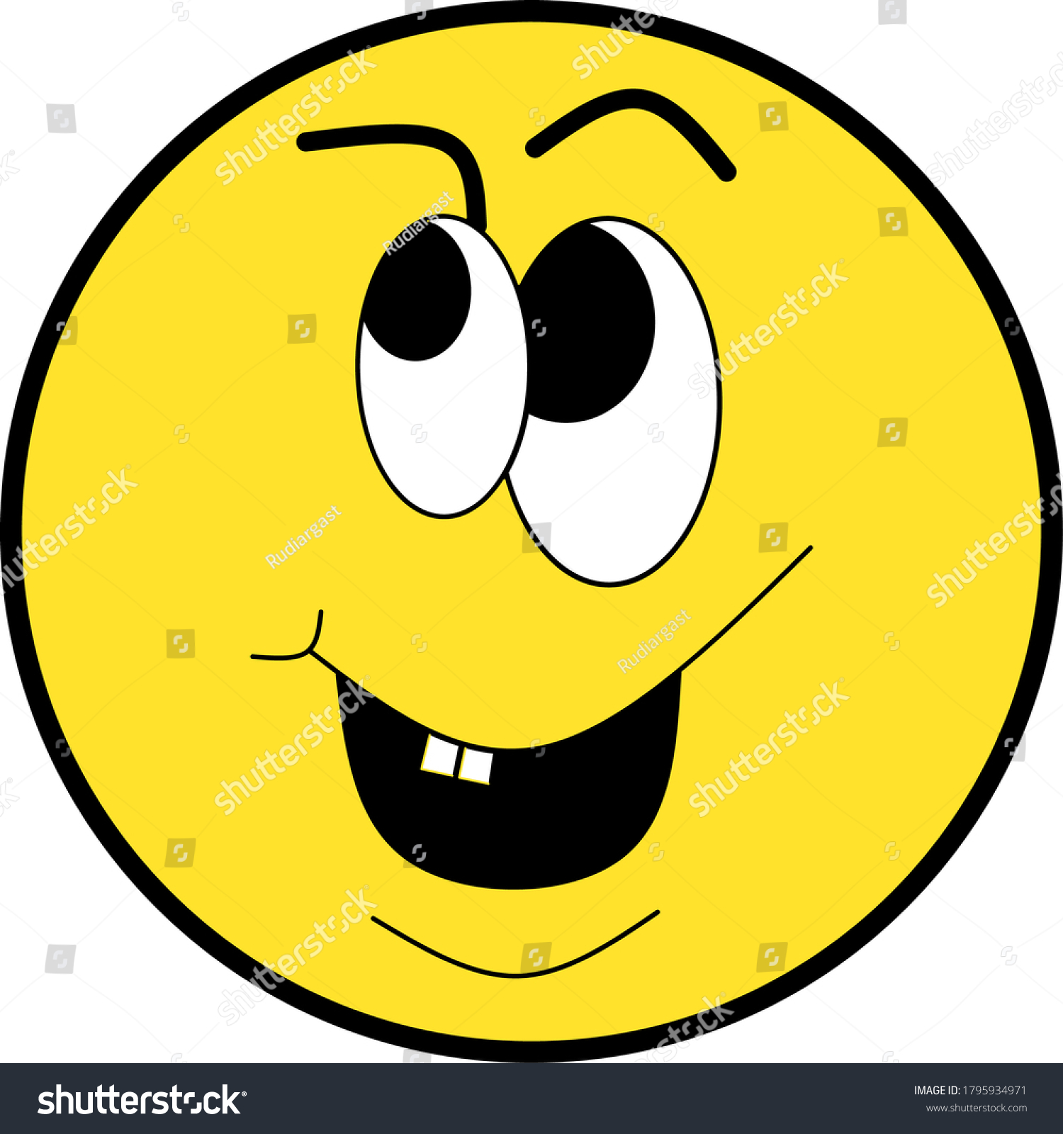 Emoticon Weird Face Yellow Color Black Stock Vector (Royalty Free ...