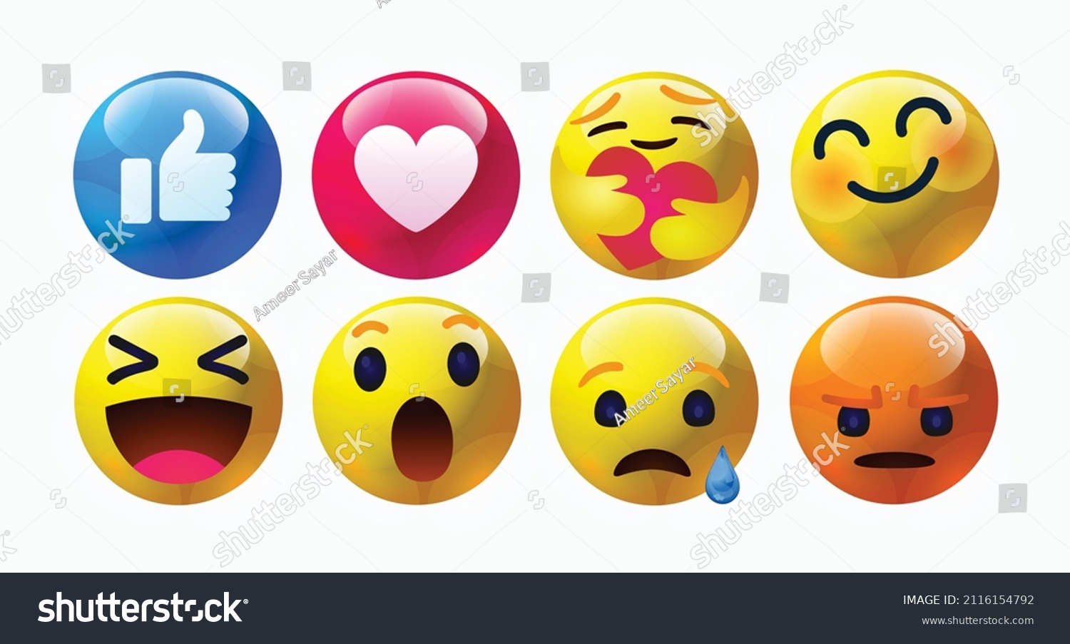 SVG of Emoticons comment social media Facebook chat high quality vector 3d round yellow cartoon bubble comment reactions icon template face tear smile sad hug love like Lol laughter emoji character message svg