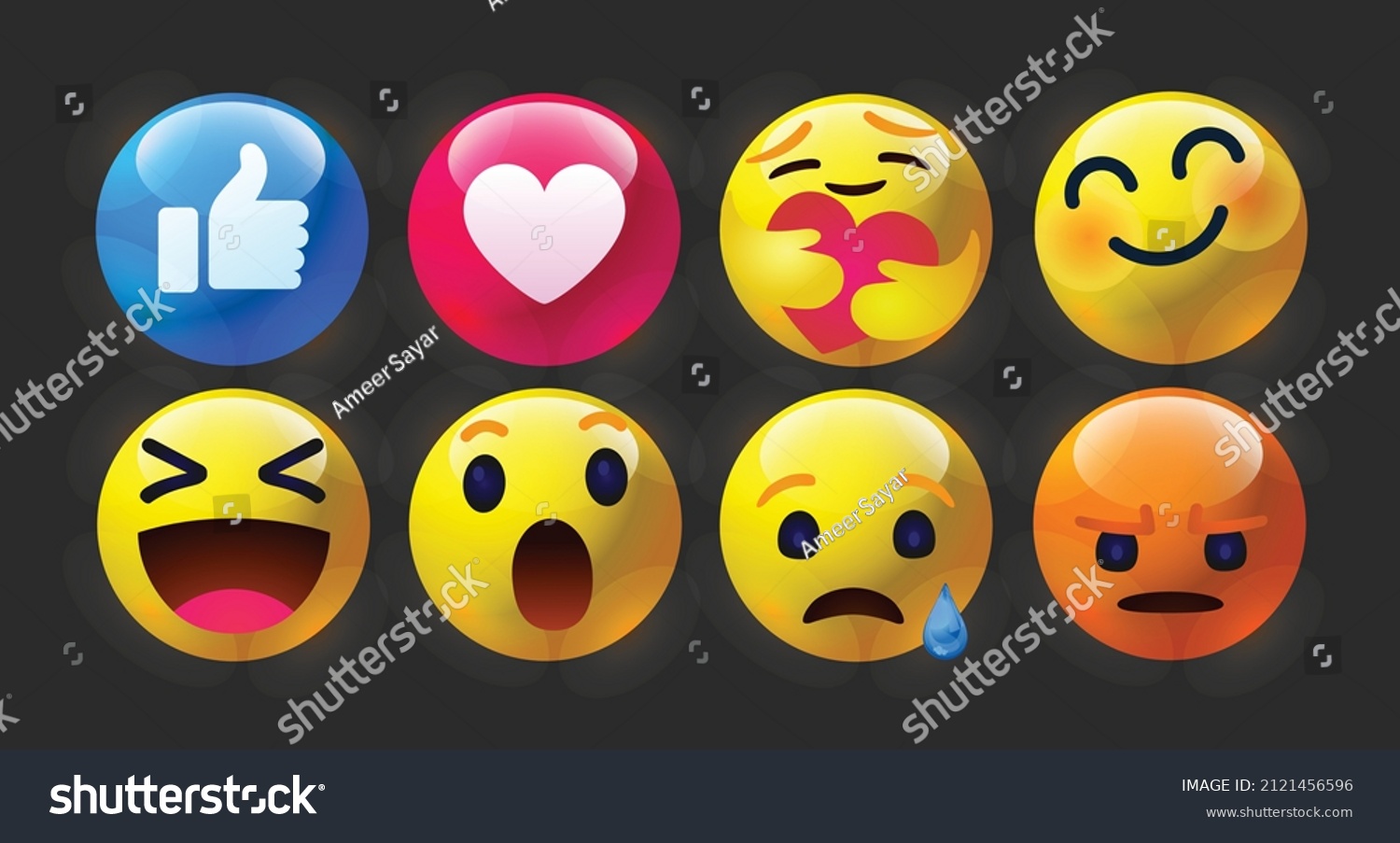 SVG of Emoticons comment social media Facebook chat high quality vector 3d round yellow cartoon bubble comment reactions icon template face tear smile sad hug love like Lol laughter emoji character message svg
