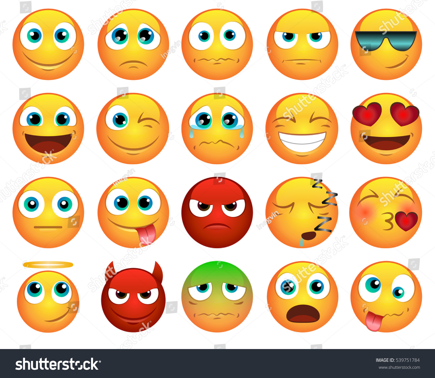 Emoticons Or Smileys Icons Set For Web Stock Vector Illustration ...