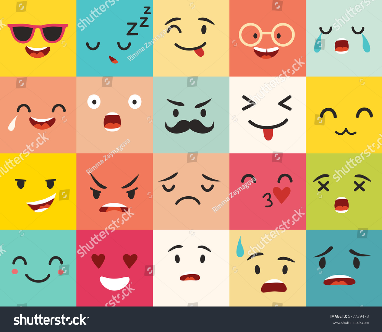 Emoticons Vector Pattern Emoji Square Icons Stock Vector 577739473 ...