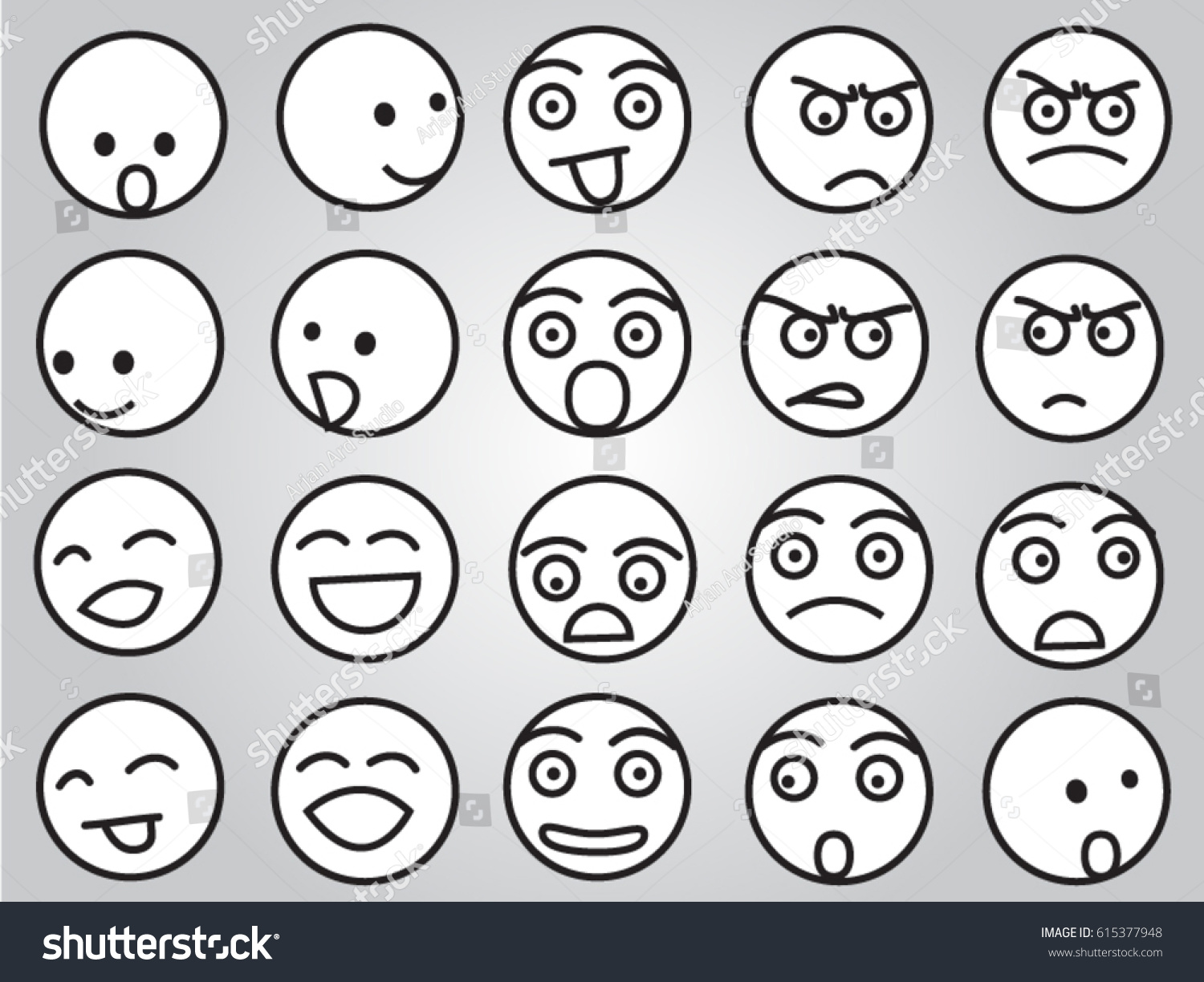 Worksheets Emotion Faces emotion faces black white stock vector 615377948 shutterstock in and white