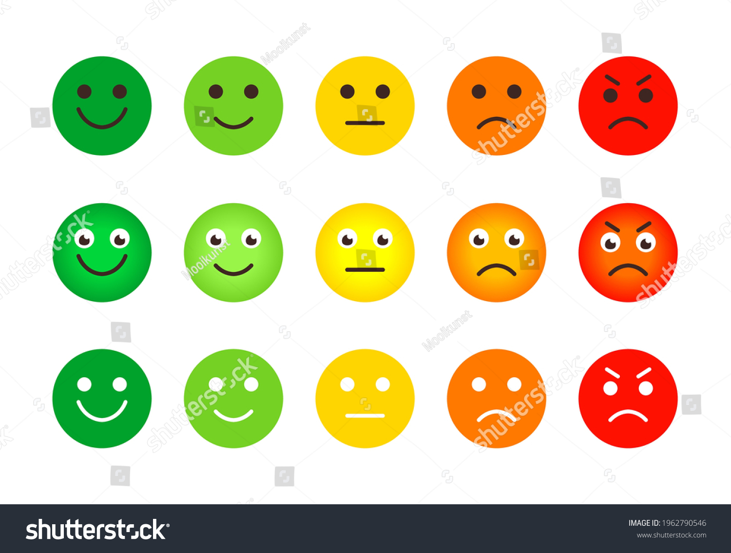 Emotion Feedback Scale Icons Set Emoji Stock Vector (Royalty Free ...