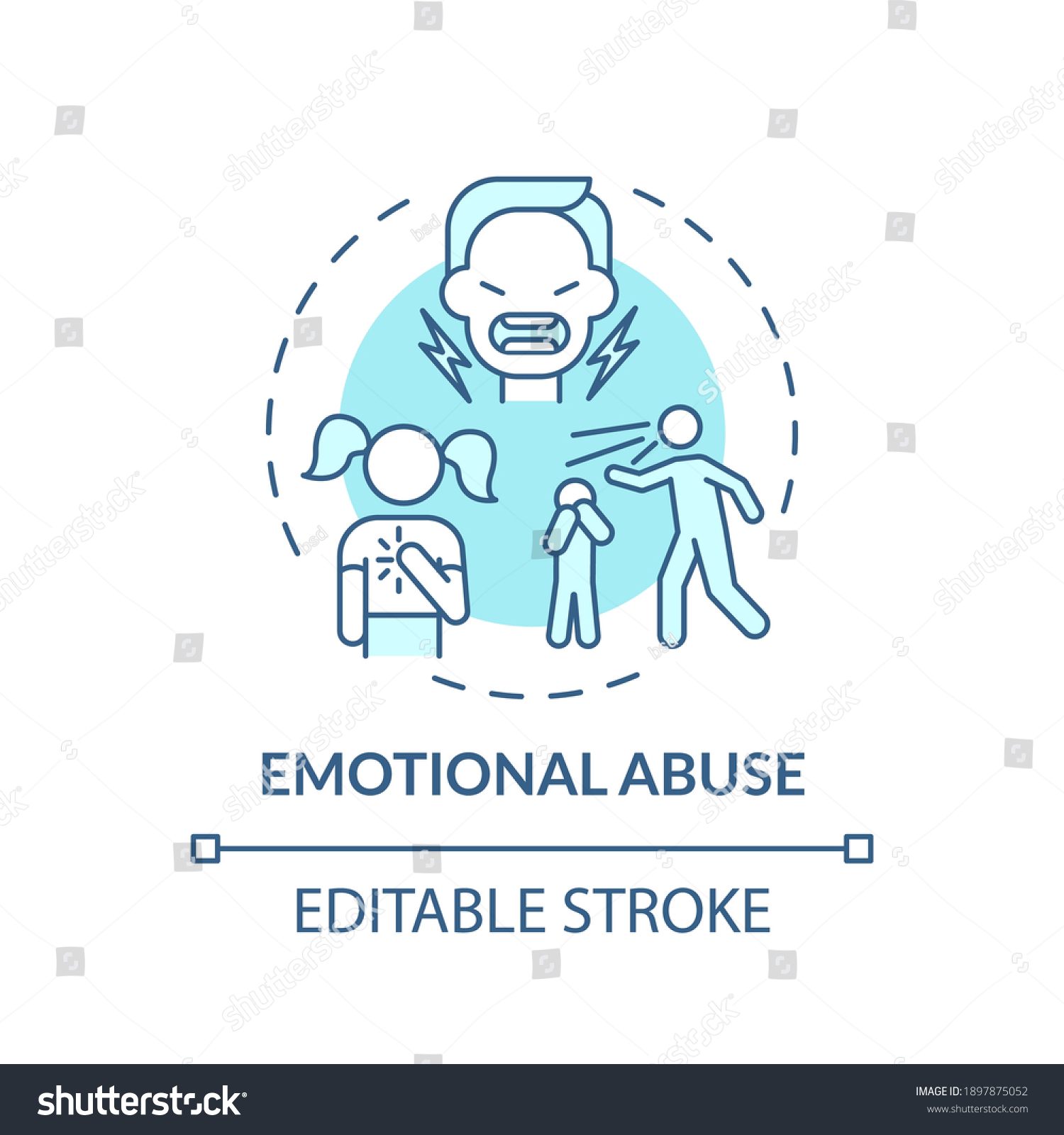 Emotional Abuse Turquoise Concept Icon Psychological Stock Vector ...