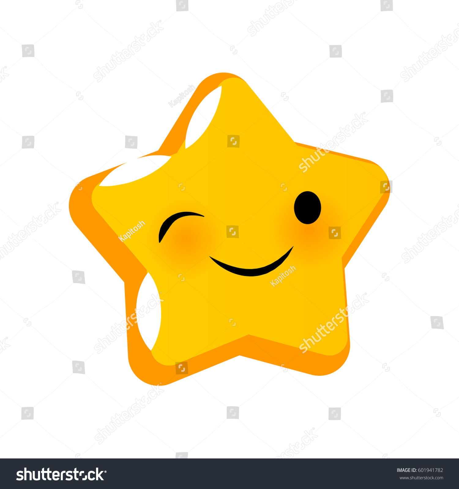 Emotional Cute Wink Faces Star Smiles Stock Vector (Royalty Free ...