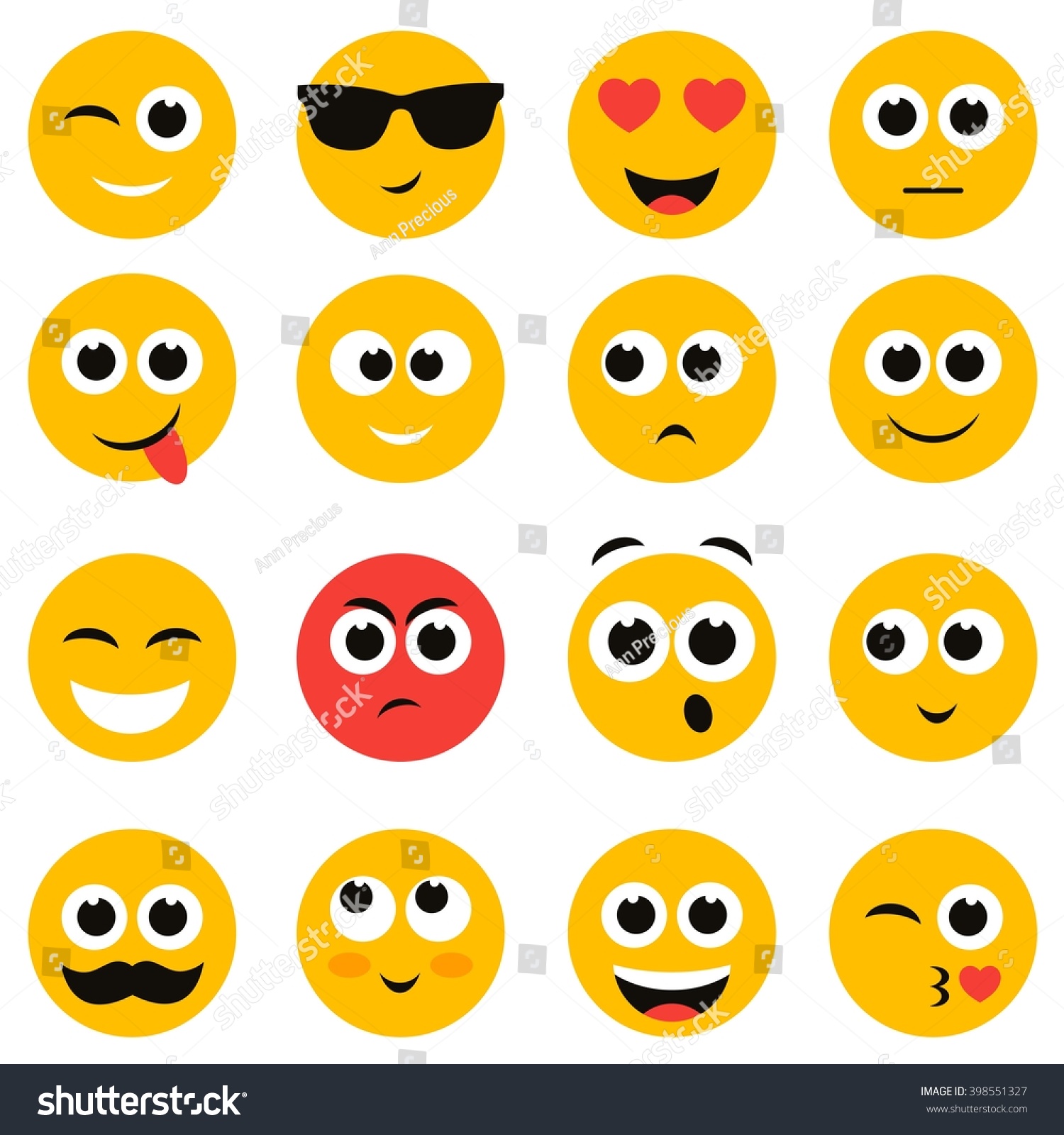 Emotional Face Icons Stock Vector Illustration 398551327 : Shutterstock