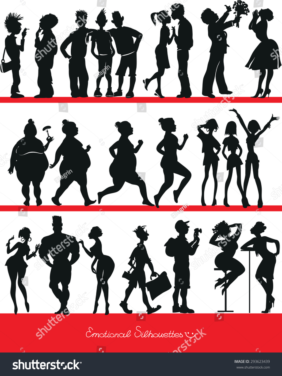 Emotional Funny Silhouettes Of People. Stock Vector 293623439 ...