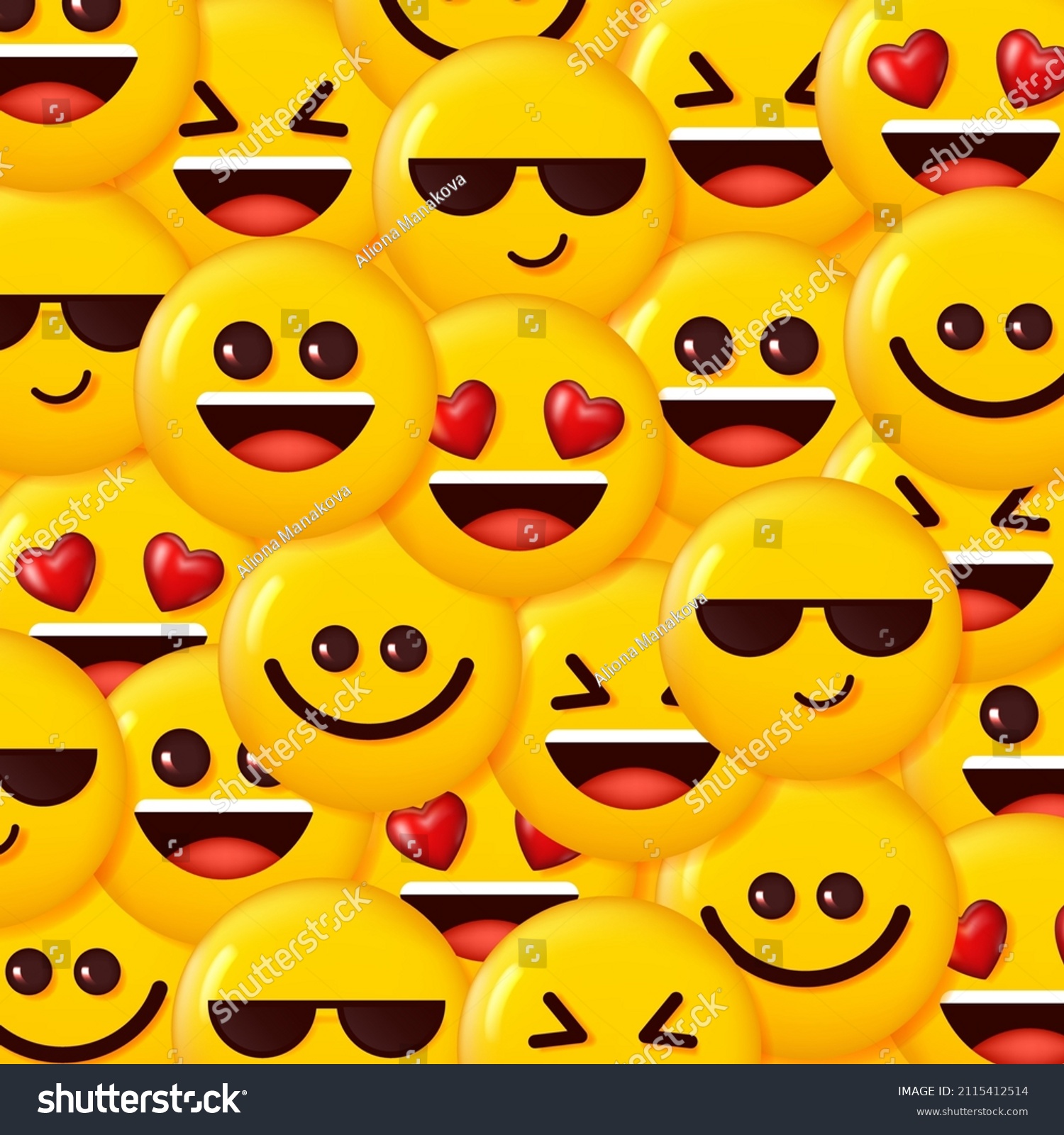 Emotions Happy Face Pattern Emoticons Set Stock Vector (Royalty Free ...