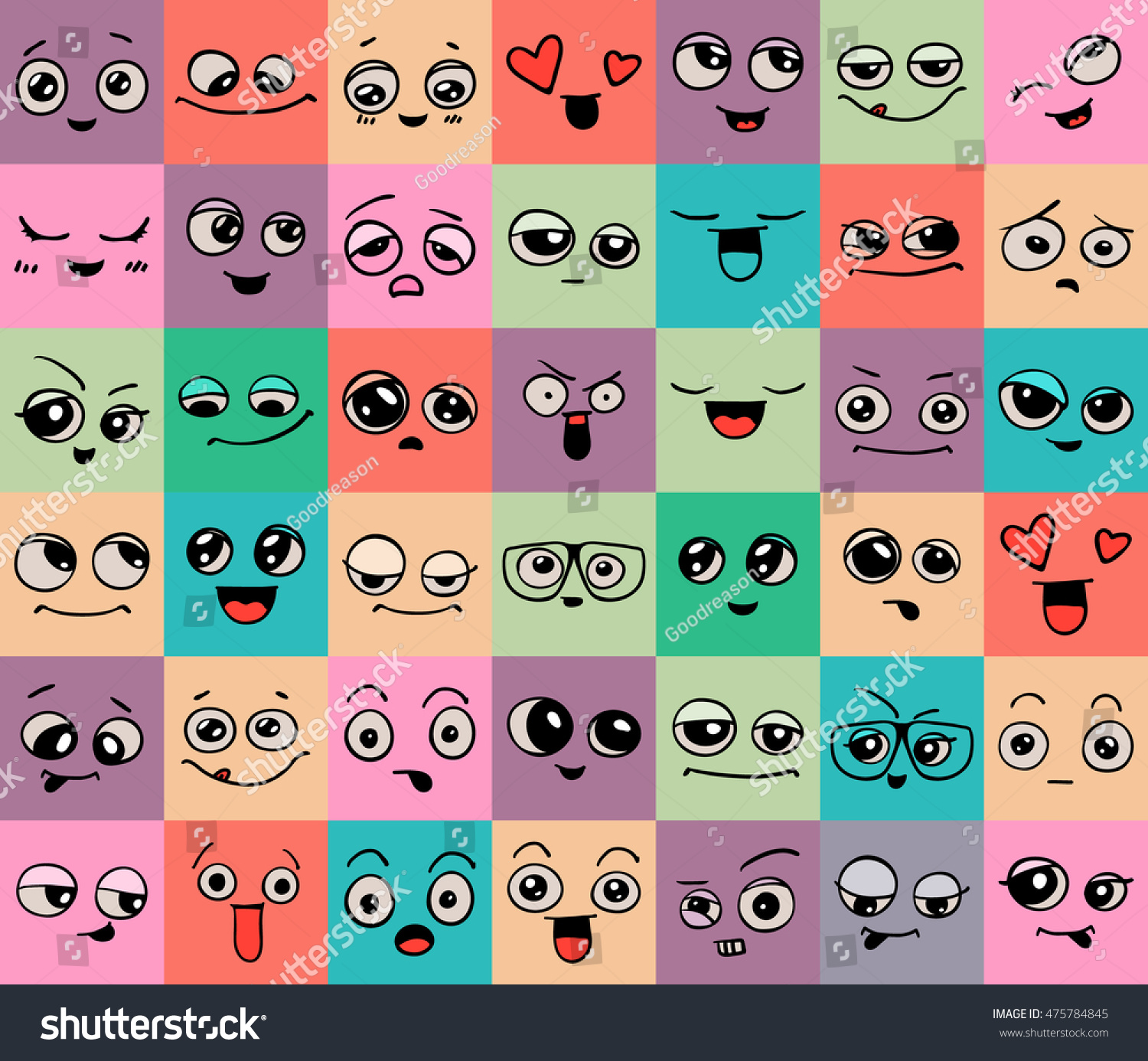 Emotions Set Doodle Faces Smile Stock Vector Royalty Free 475784845 Shutterstock 4048