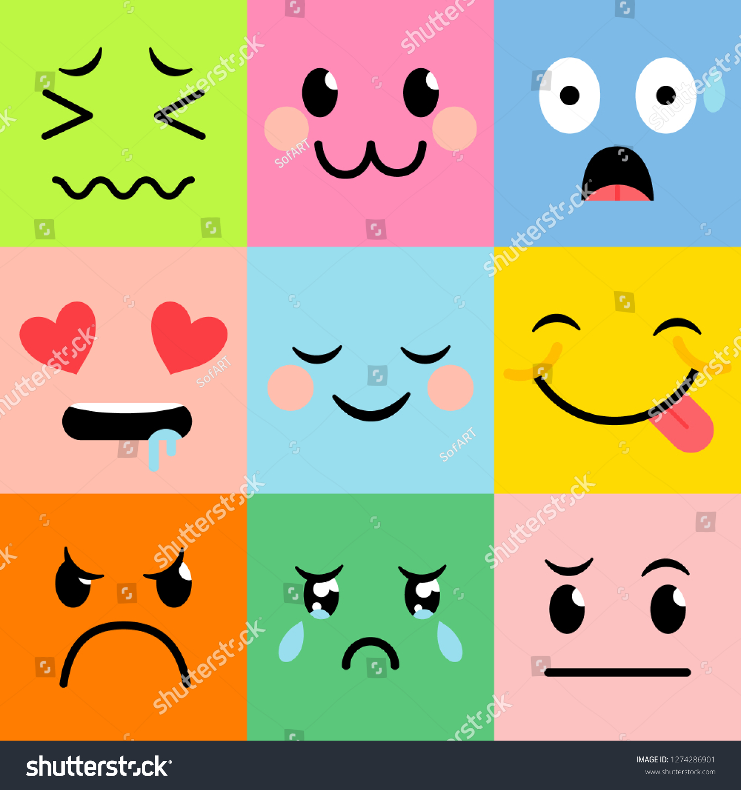 Emotions Set On Colorful Background Vector Stock Vector (Royalty Free ...