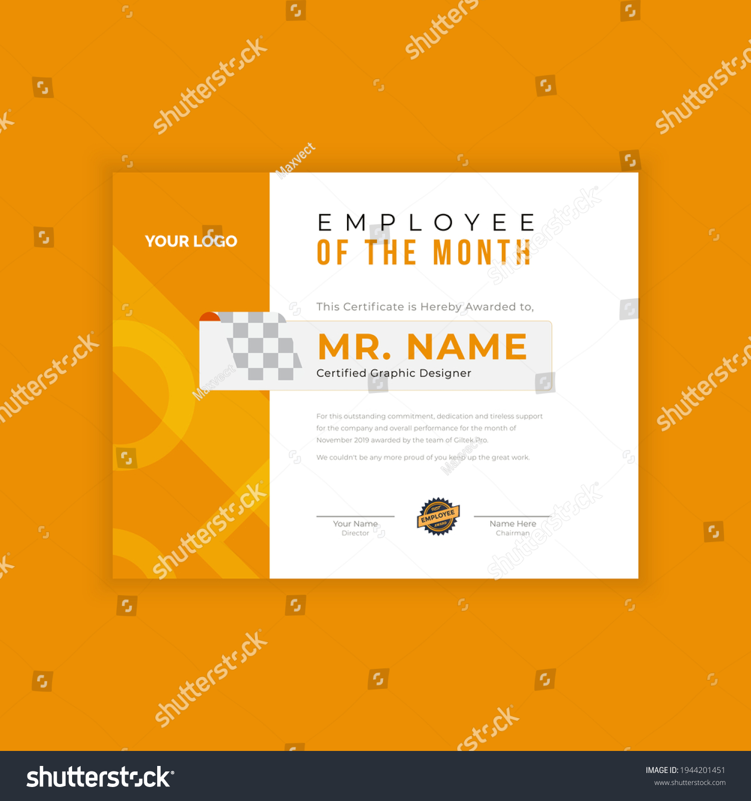 Employee Month Certificate Template Certificate Employee Stock Vector Employee Month Certificate Template Certificate Employee Stock Vector