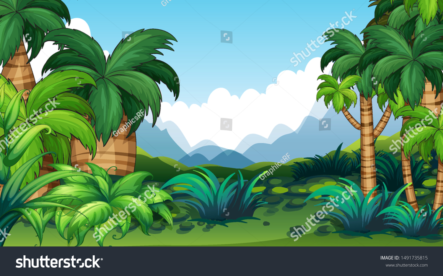 Empty Background Nature Scenery Illustration Stock Vector Royalty Free 1491735815