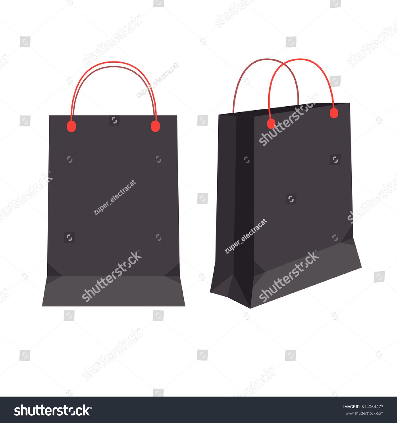 Download Empty Black Paper Bags Red Handles Stock Vector Royalty Free 514064473