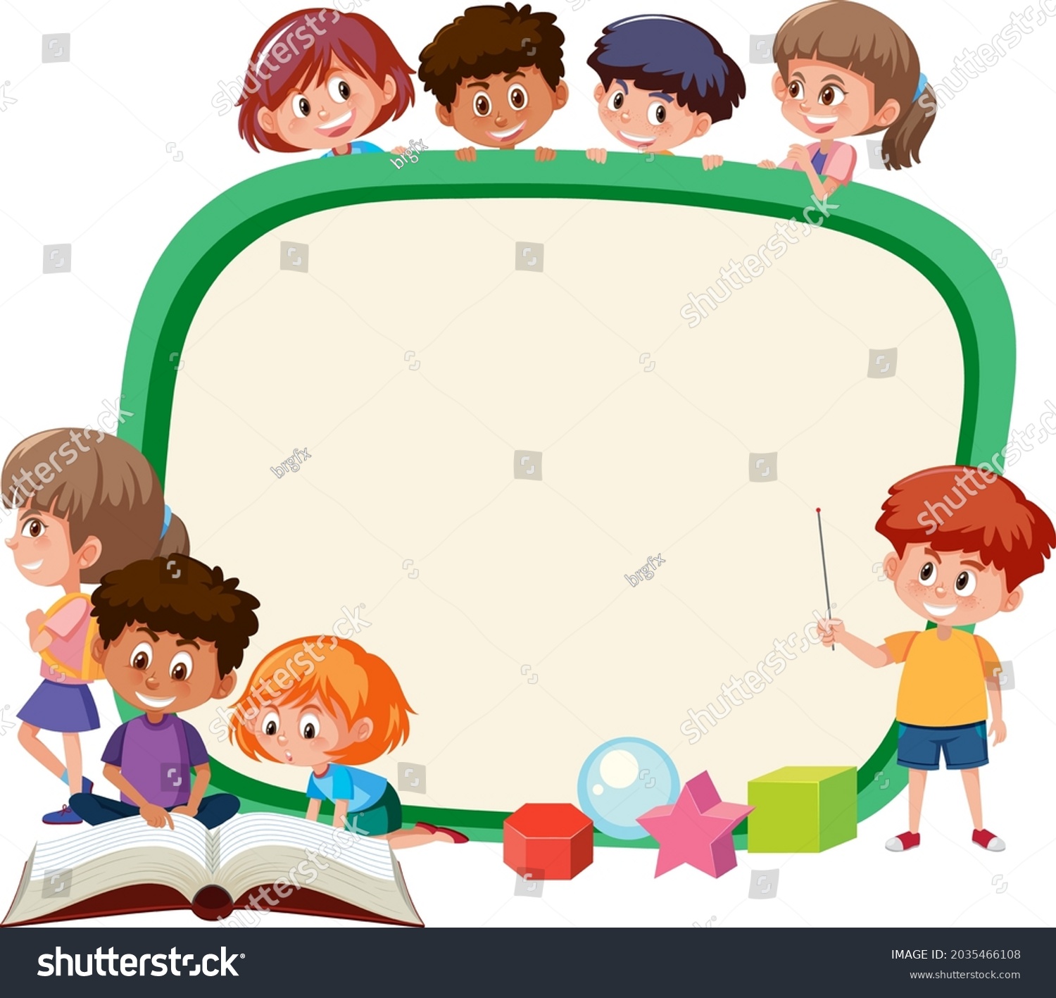 Empty Board Many School Kids Cartoon Stock Vector (Royalty Free ...