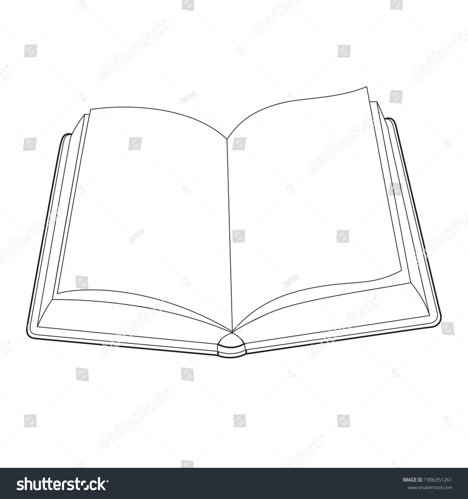 Empty Book Linear Art Vector Drawing Stock Vector (Royalty Free ...