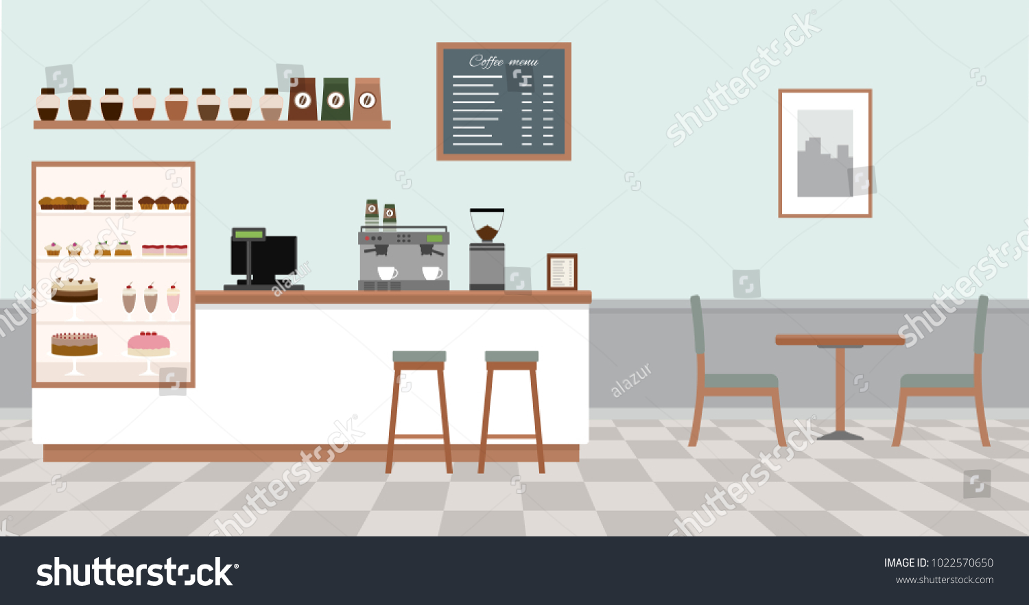 Empty Cafe Interior Coffee Shop White Stock Vector (Royalty Free ...