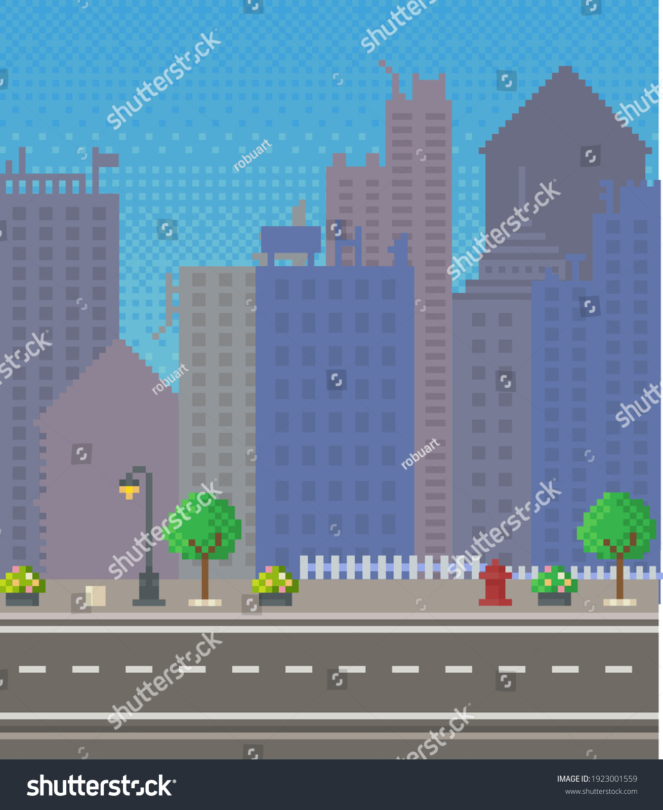 Empty City Vector Illustration City Downtown Stock Vector (Royalty Free ...