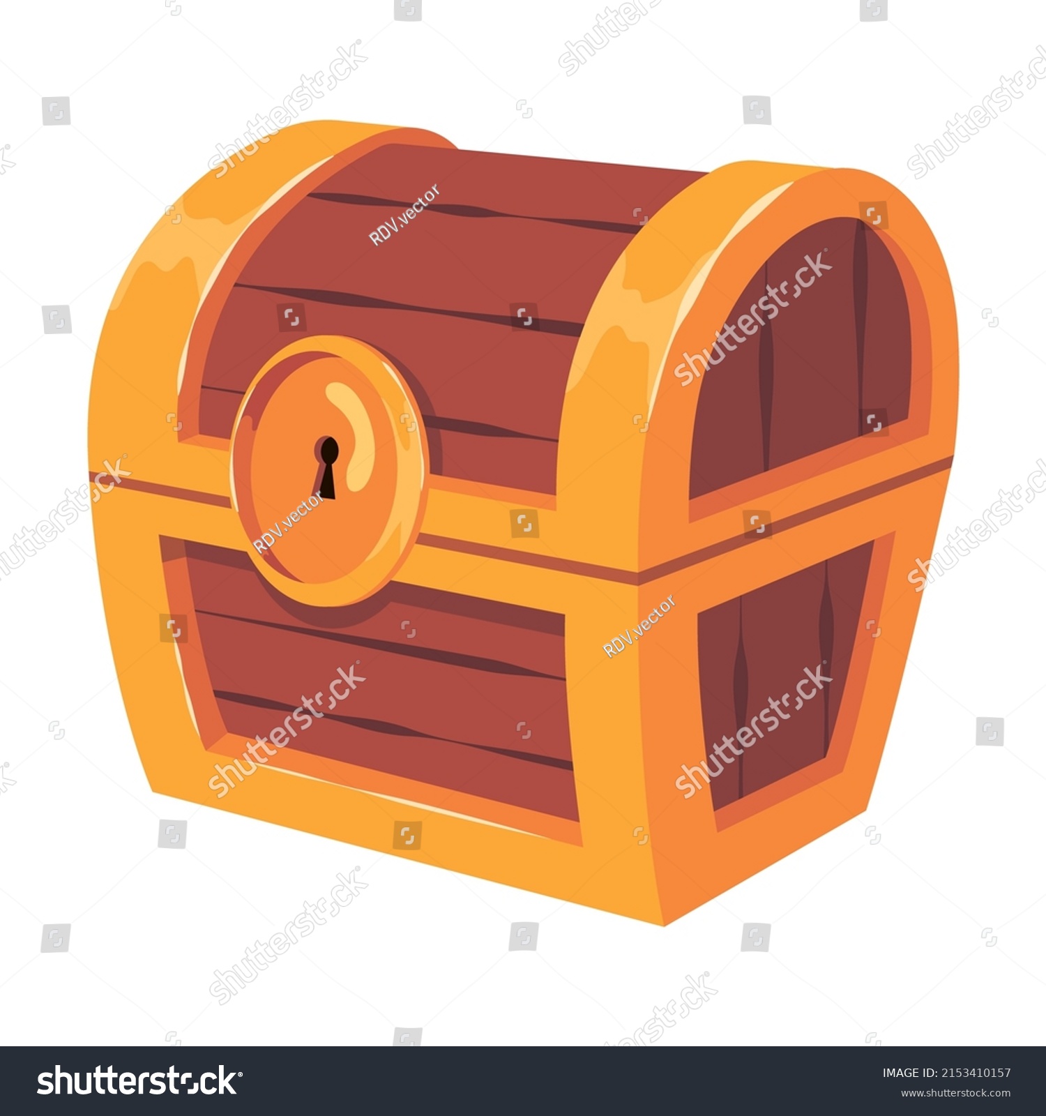 Empty Closed Old Wooden Chest Gold Stock Vector (Royalty Free ...