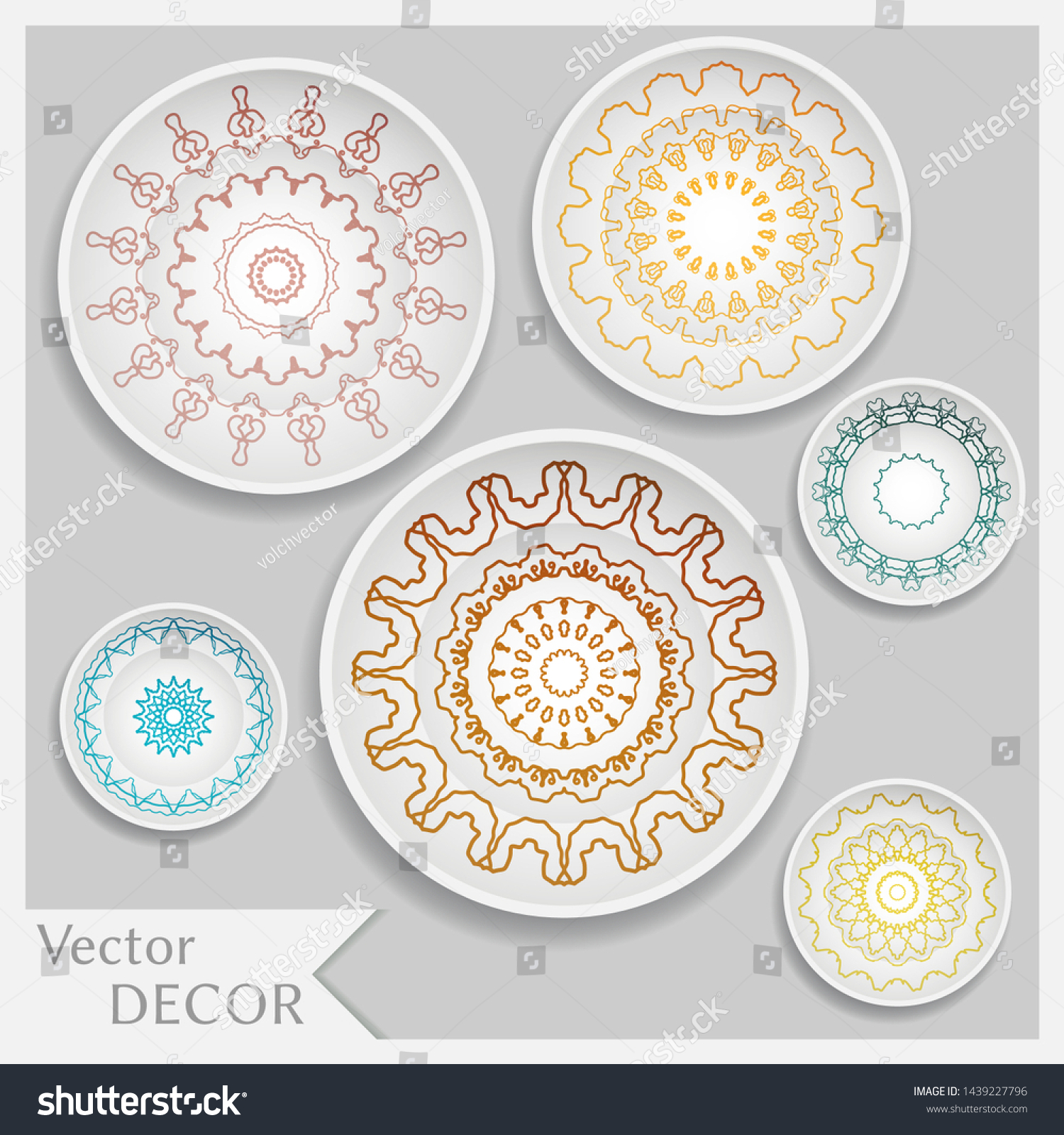 Empty Dish Porcelain Plate Mock Design Stock Vector Royalty Free