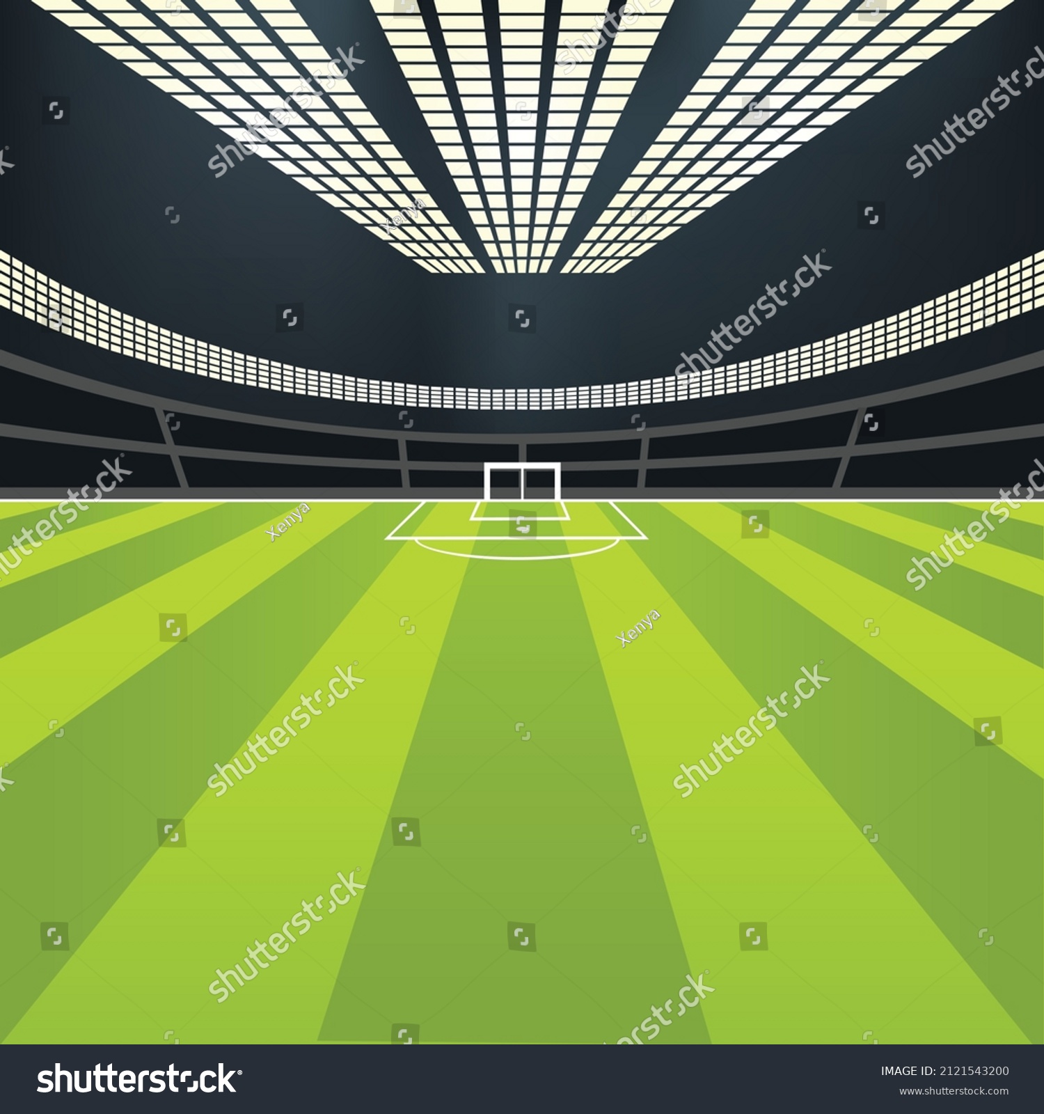 Empty Football Field Side View Color Stock Vector (Royalty Free
