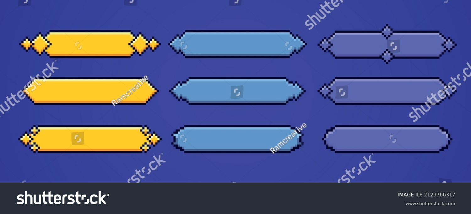 SVG of Empty game user interface frames in pixel retro style. svg