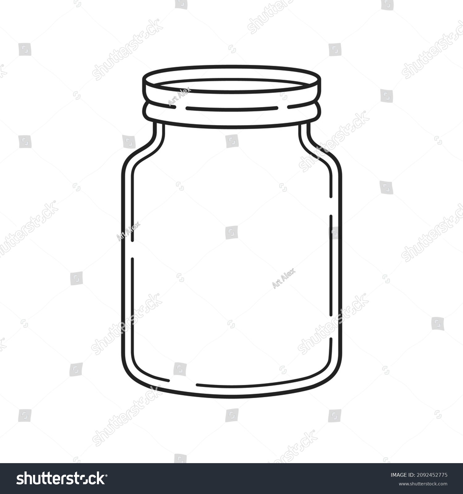 Empty Glass Jar Cartoon Outline Style Stock Vector (Royalty Free ...