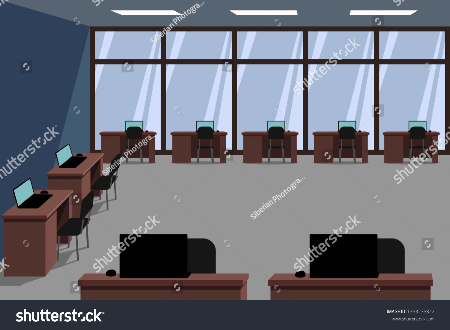 Empty Office Vector Illustration Stock Vector (Royalty Free) 1353275822 ...