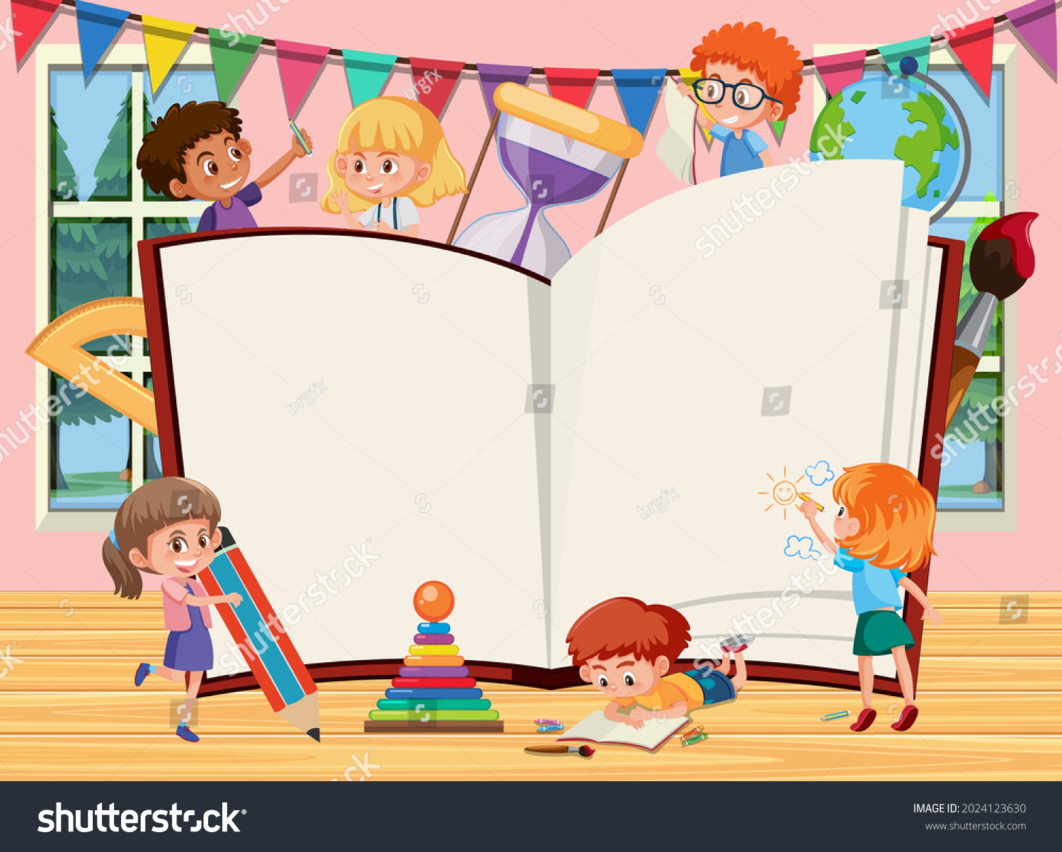 Empty Opened Book School Kids Cartoon Stock Vector (royalty Free 