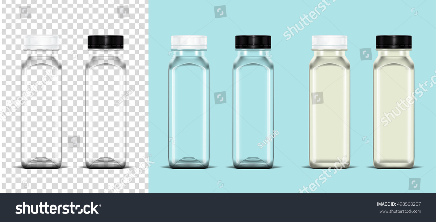 SVG of Empty plastic bottle on transparent background and milk bottle on light blue background ready for your design . Packaging vector 
 svg