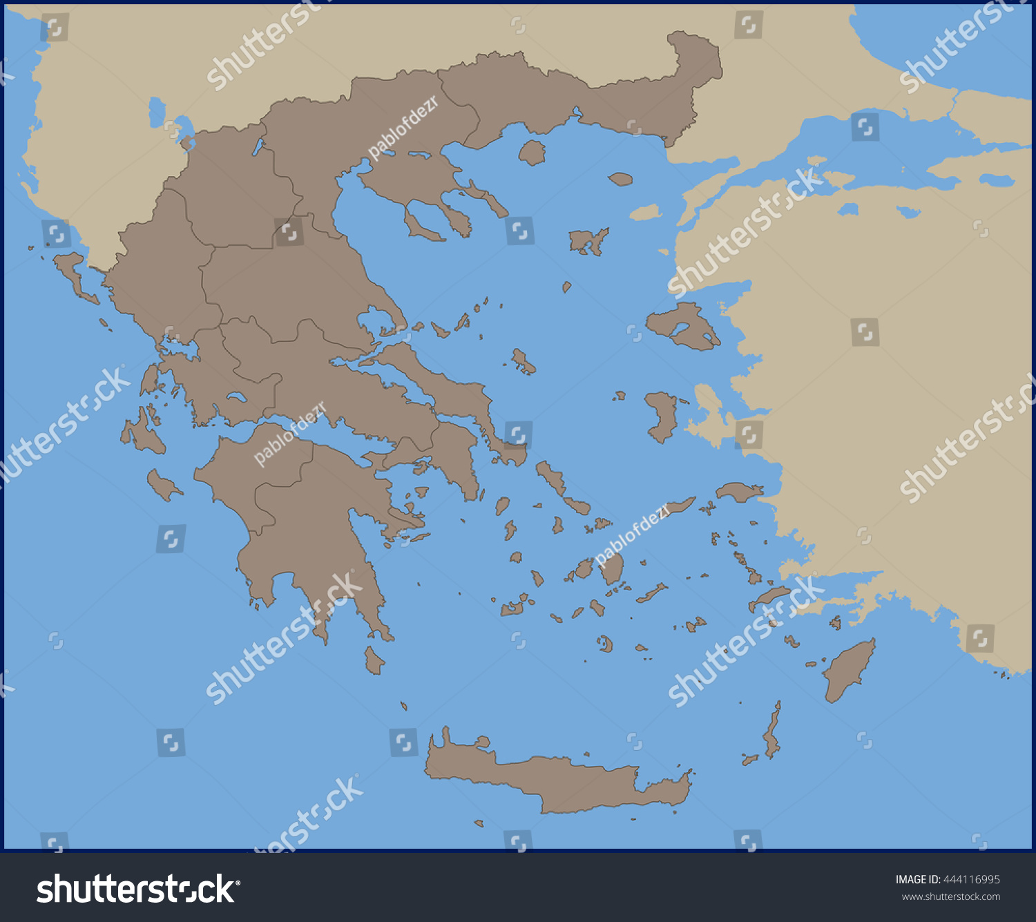 Empty Political Map Greece Stock Vector Royalty Free 444116995   Stock Vector Empty Political Map Of Greece 444116995 