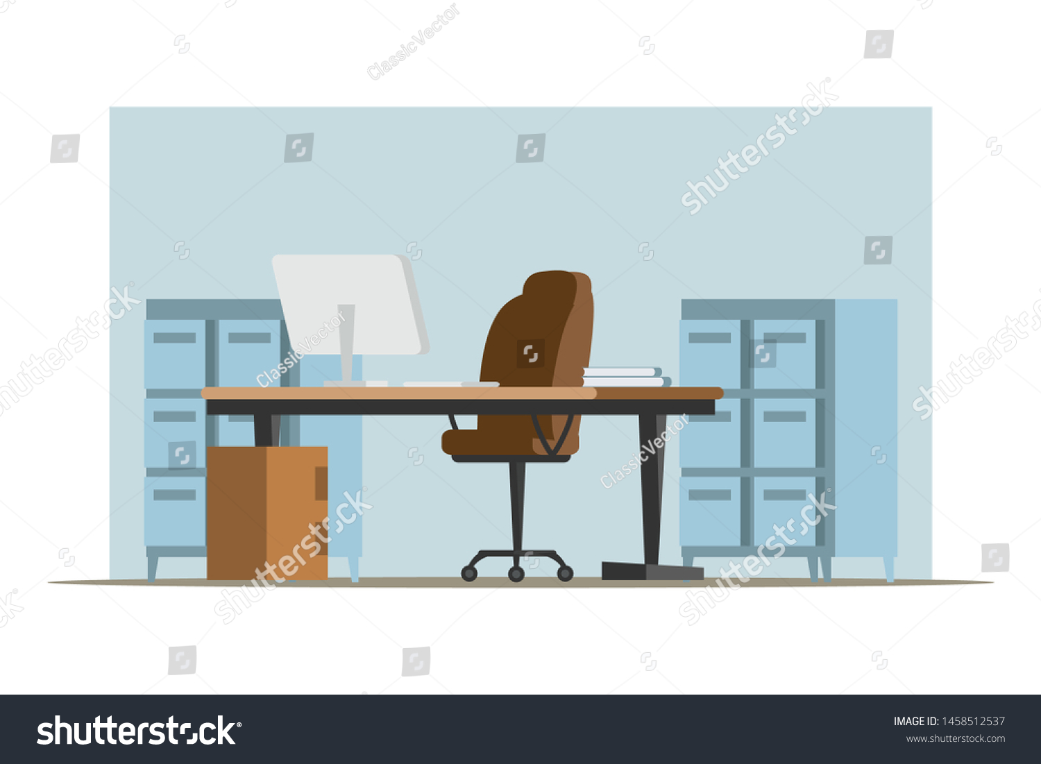 Empty Private Office Flat Vector Illustration Stock Vector