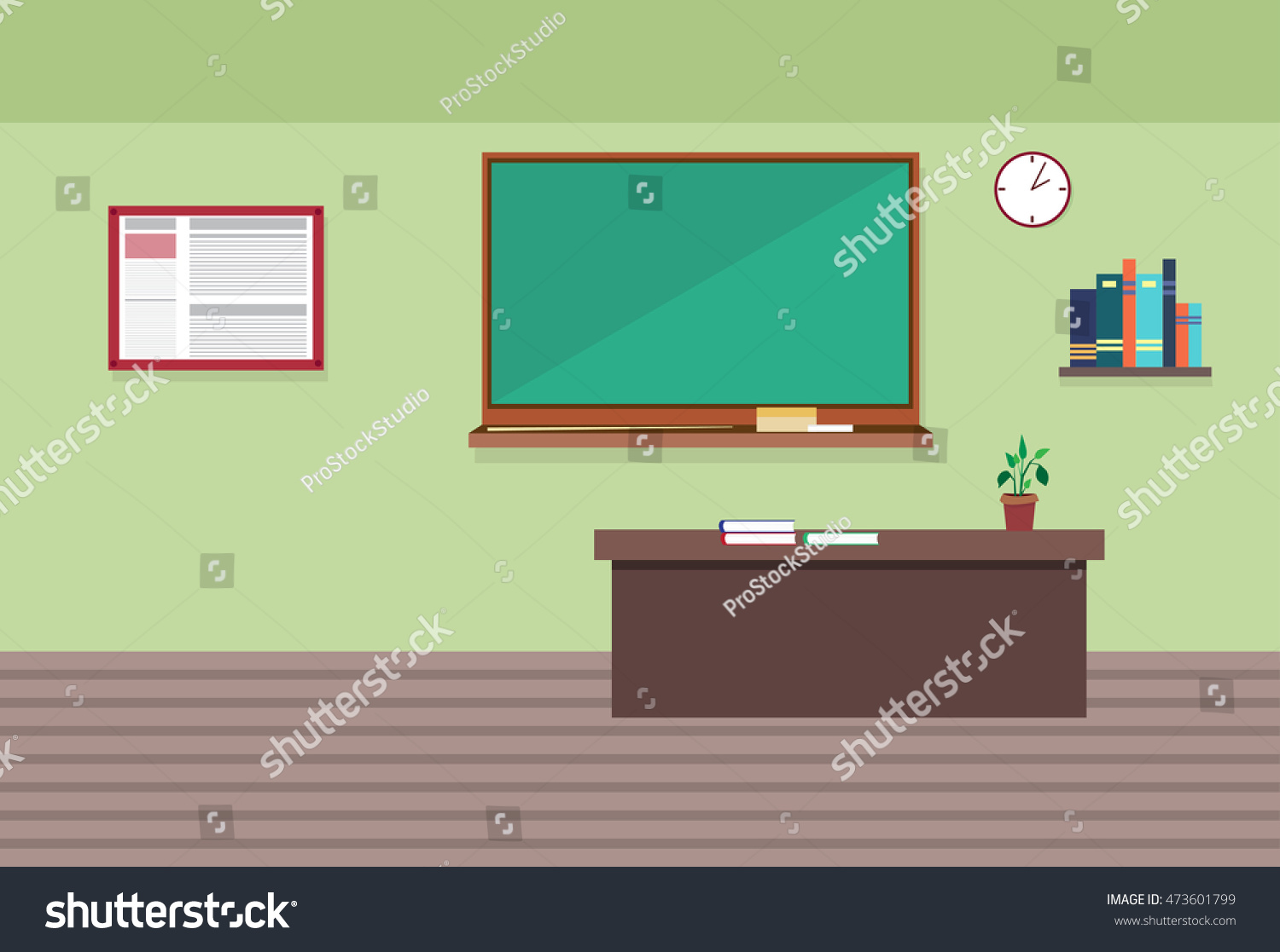 Empty School Class Room Interior Flat Stock Vector (Royalty Free) 473601799