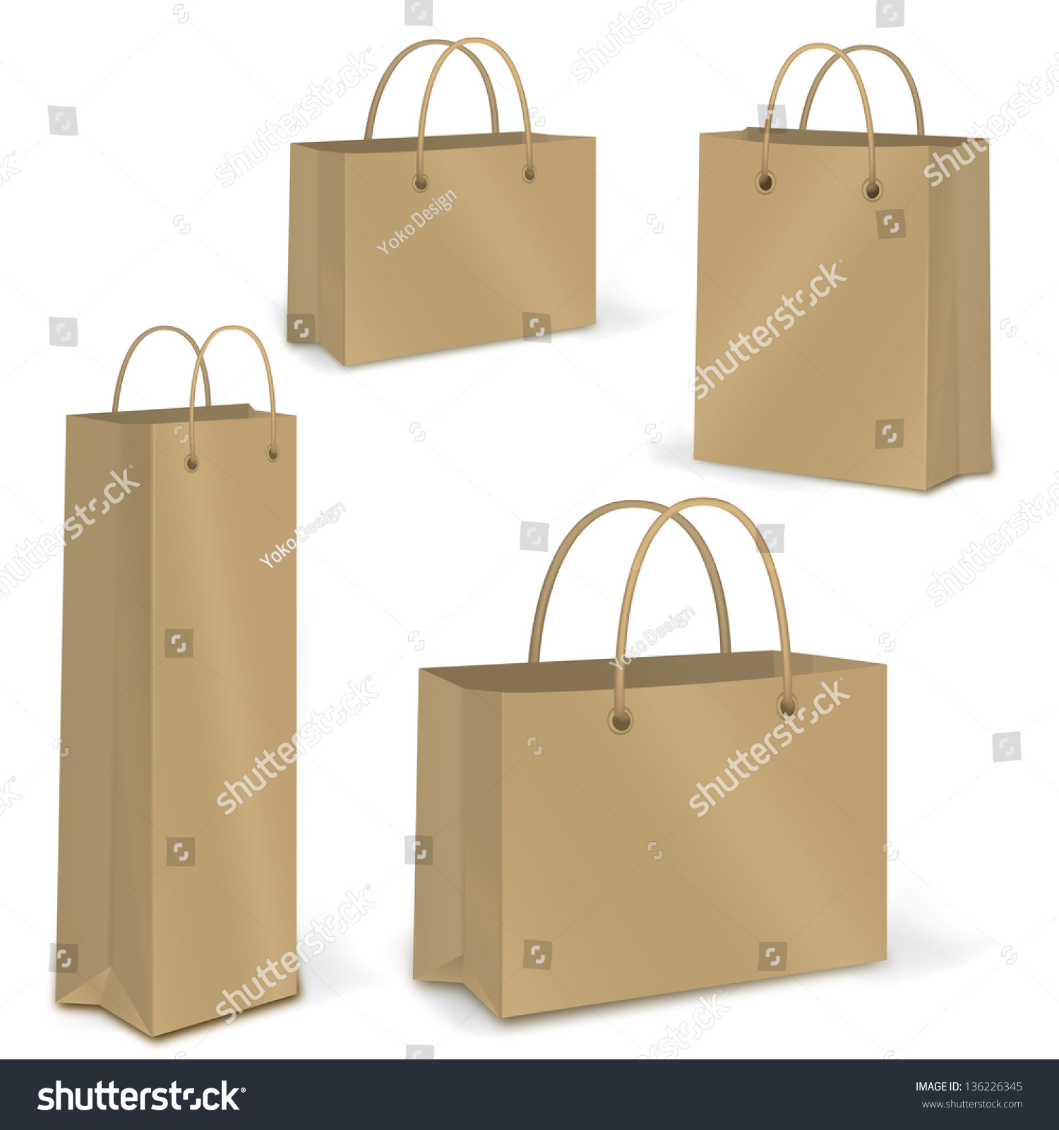 Empty Shopping Bag Craft Paper Vector Stock Vector 136226345 ...