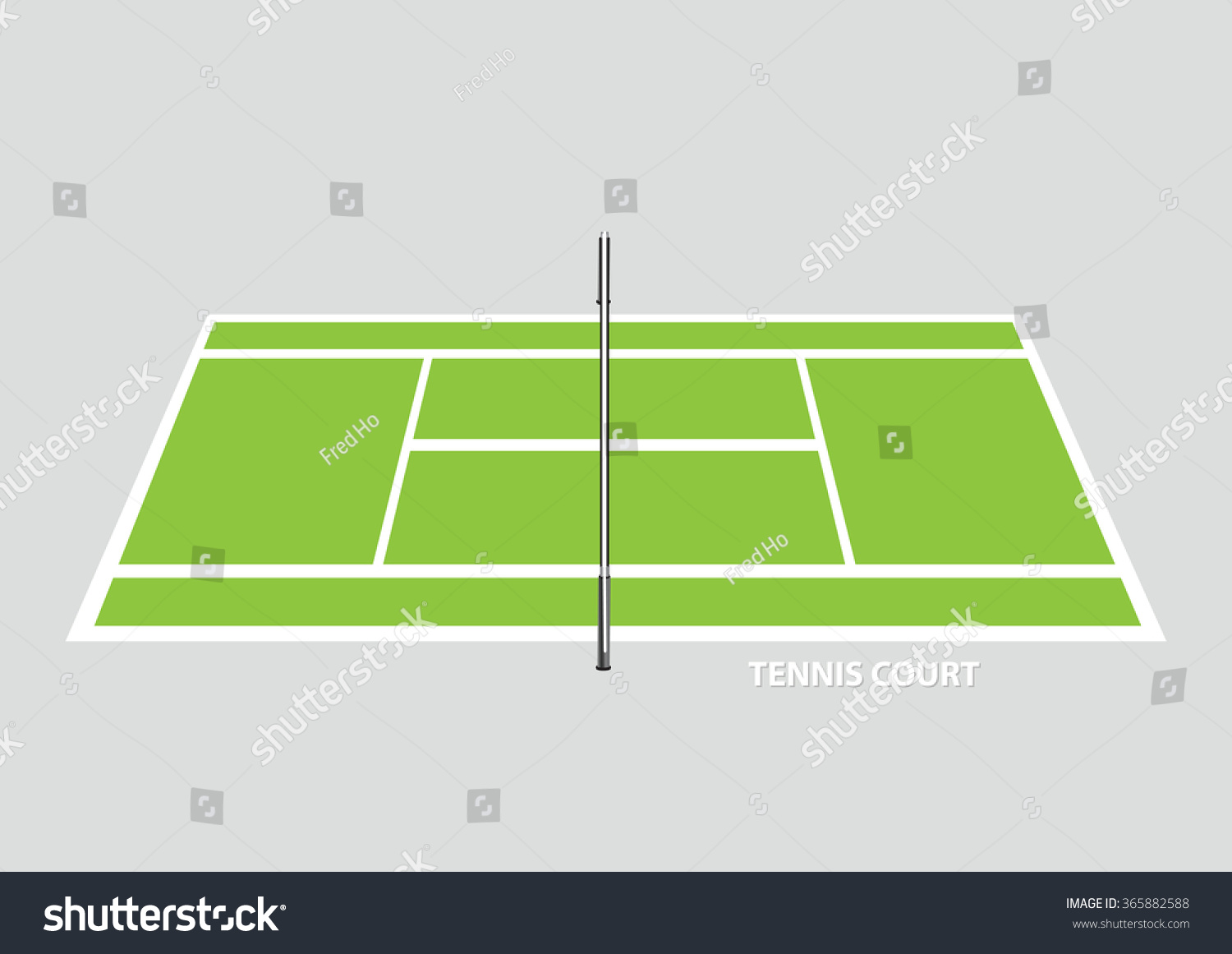 Empty Tennis Court Divider Net Middle Stock Vector Royalty Free